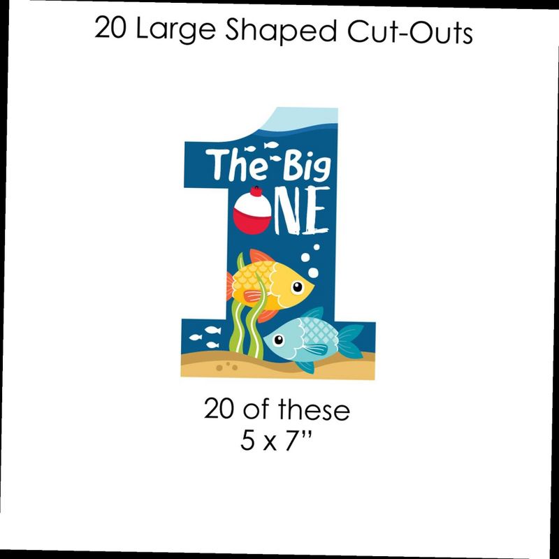 Big Dot of Happiness 1st Birthday Reeling in the Big One - Fish First Birthday Party DIY Decorations - Clothespin Garland Banner - 44 Pieces