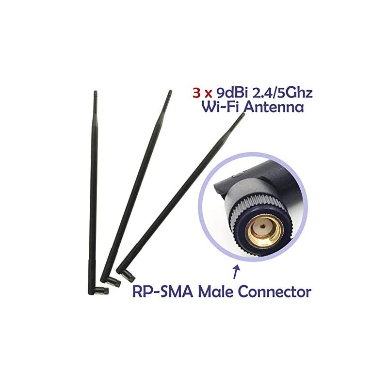 WiFi 9dBi Dual Band Omni Directional Antenna 24Ghz5Ghz with RPSMA Male Connector for Wireless WiFi Router and Network Devices