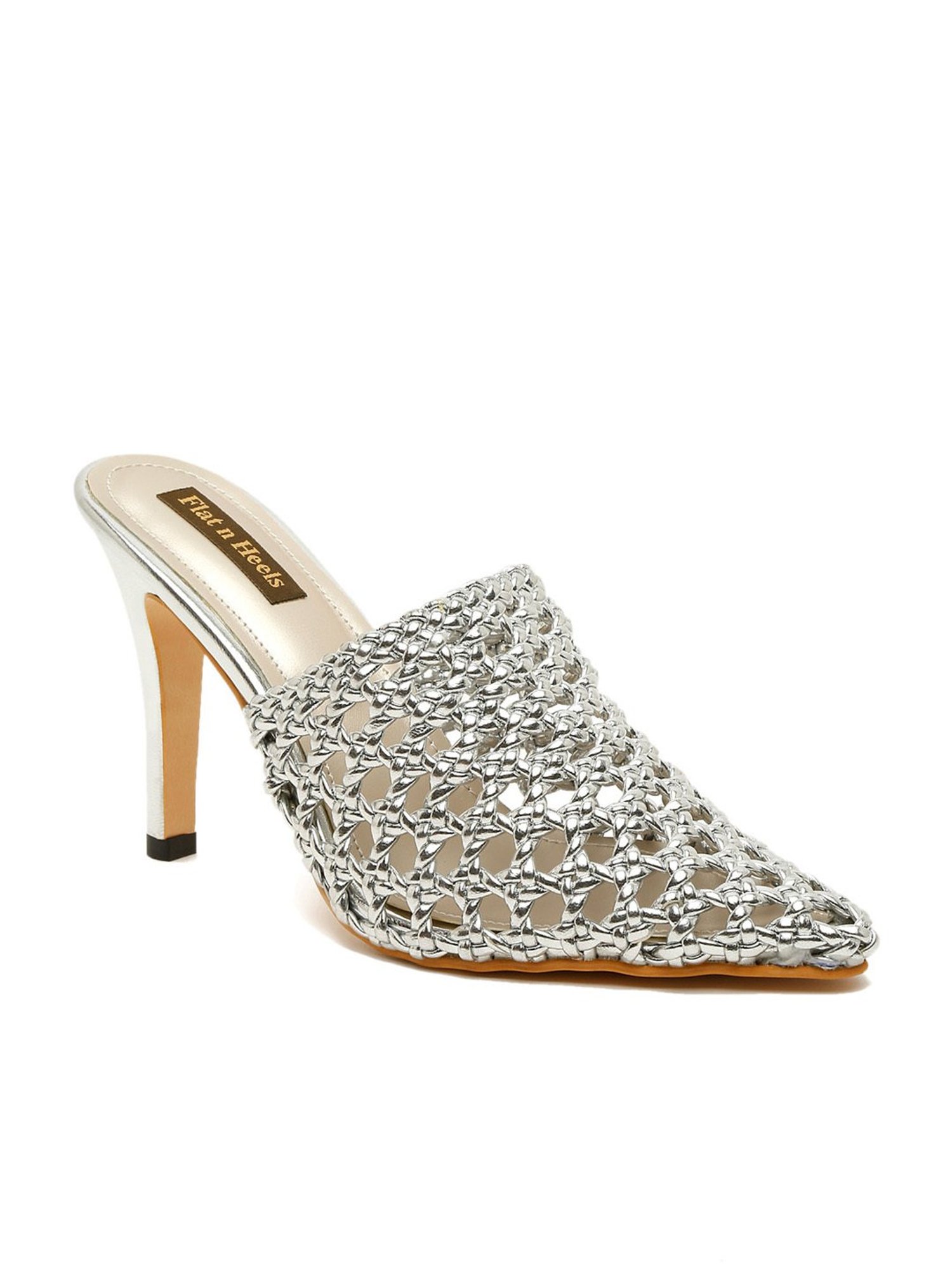 Flat N Heels Women's Silver Mule Stilettos