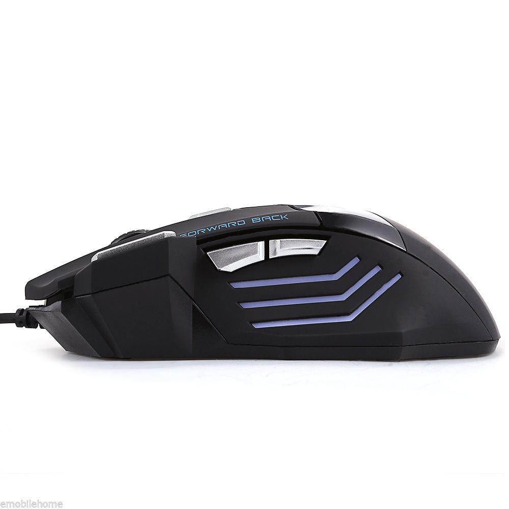 JWFY USB Wired LED Gaming Mouse 5500DPI Resolution with Seven Buttons 1.5m Cable