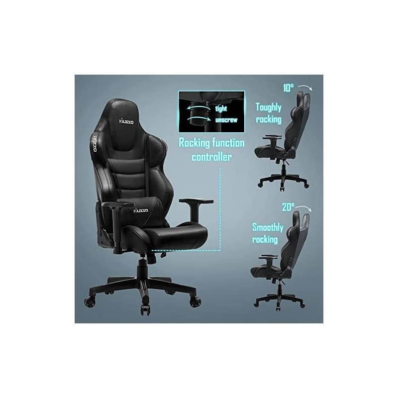 Executive Swivel Office Chair, High-Back Racing Gaming Chair, Ergonomic Adjustable Computer Desk Chair, PU Leather Task Chair with Headrest and Lumbar Support（Contoured Design）