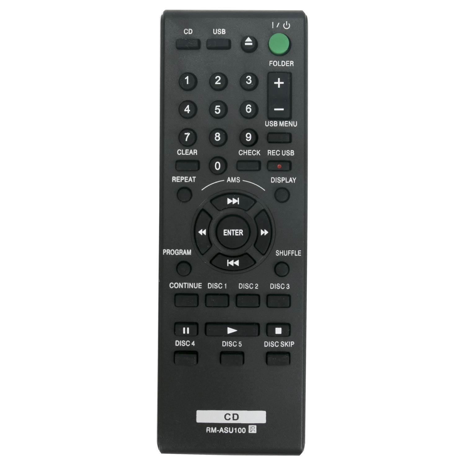 New RM-ASU100 RMASU100 Replacement Remote Control Compatible with Sony 5-Disc Compact Disc Player CDP-CE500 CDPCE500
