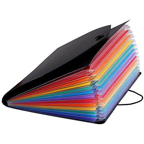 A4 Expanding File Folders with 13 Pockets lid, Letter Size Portable Accordion Expandable File Organizer, Flap and Cord Closure, Briefcase Business