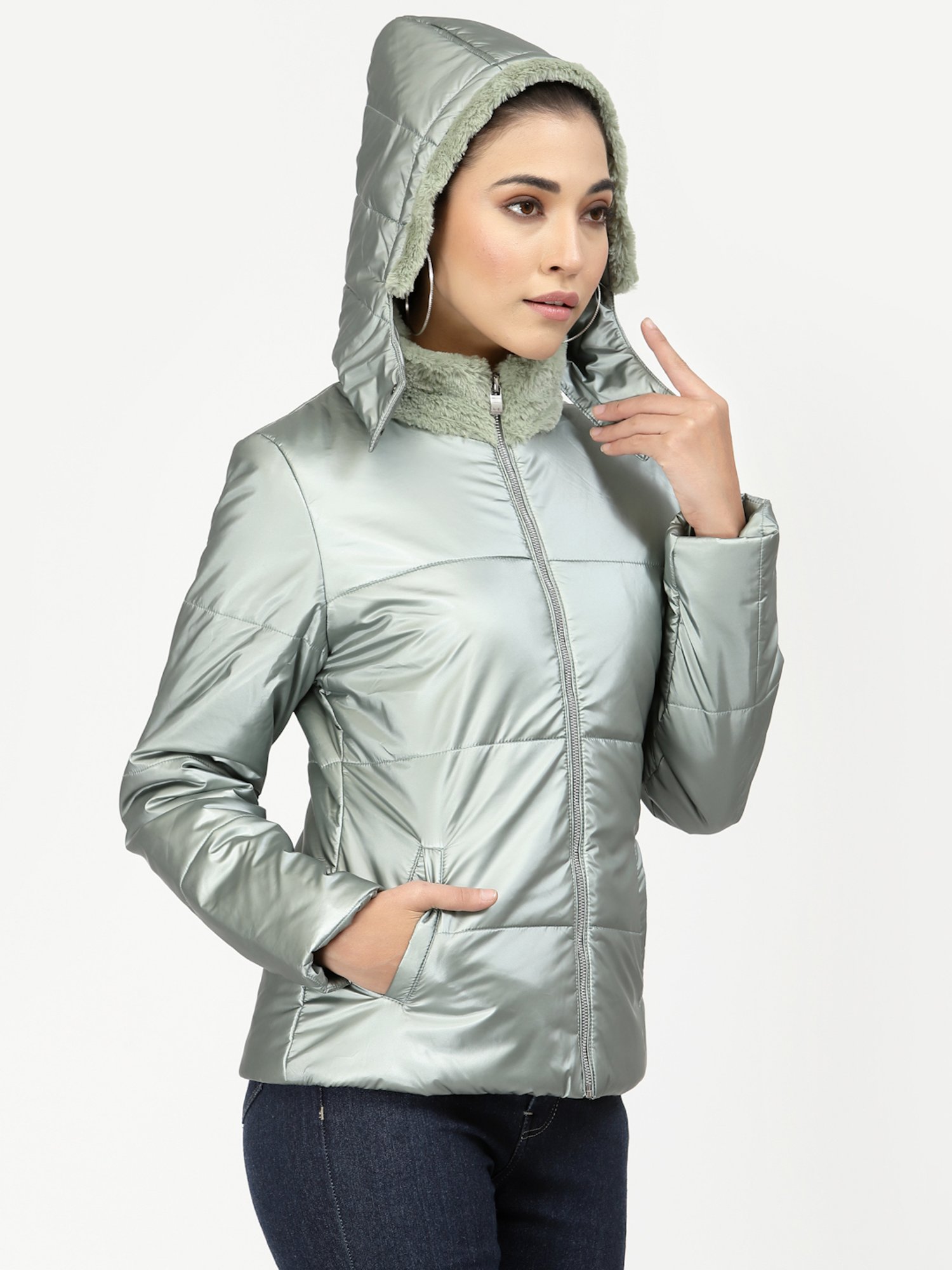 Juelle Sea Green Hooded Jacket