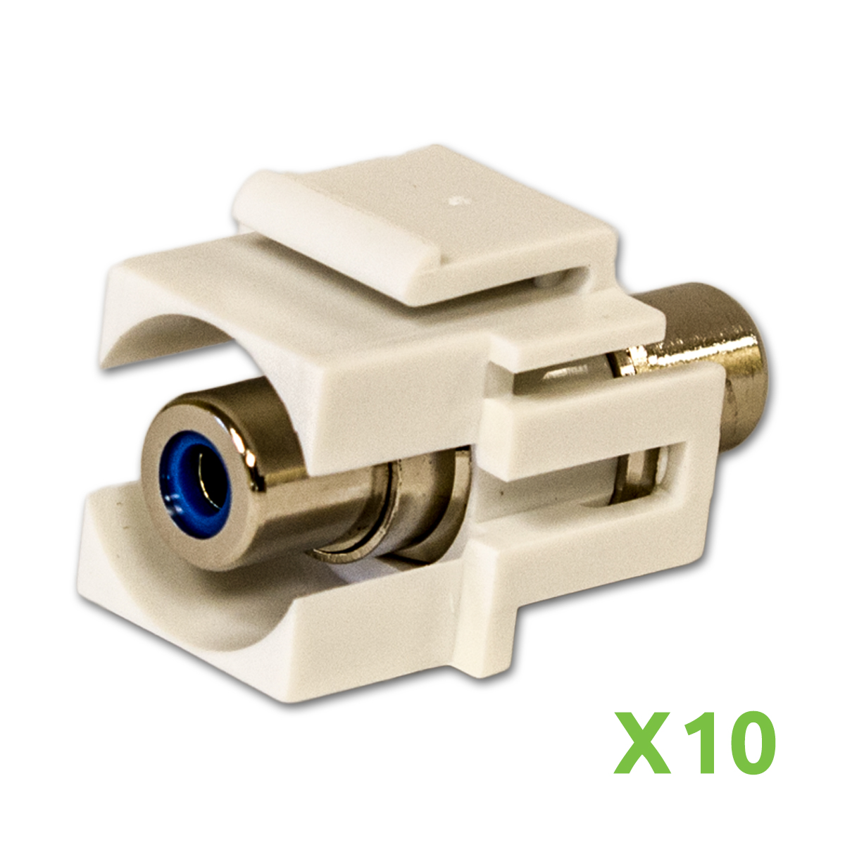 NavePoint RCA Female to Female Keystone Adapter Flush Blue 10-pack