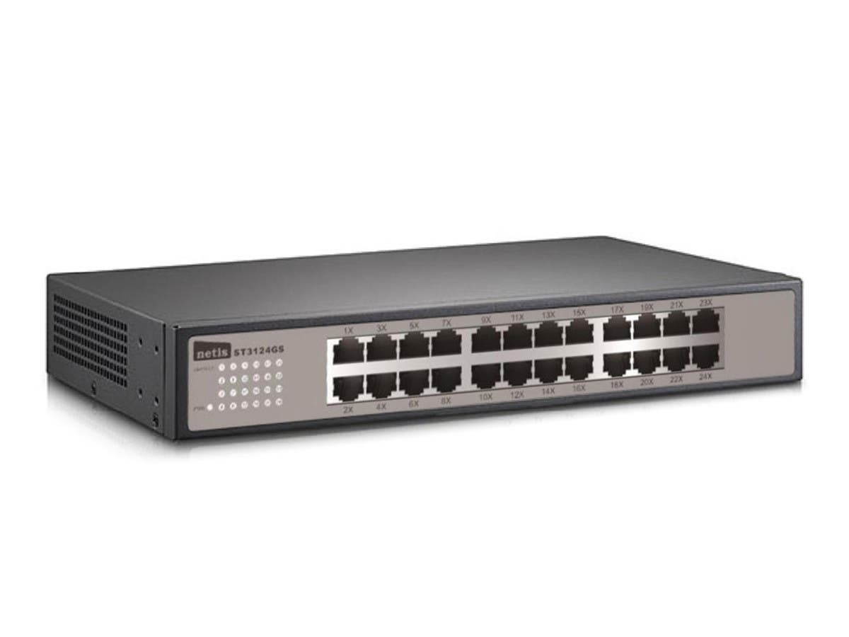 Netis 24-Port Unmanaged 10/100/1000 Mbps Gigabit Ethernet Switch, Rack Mountable, Fanless, Commercial Grade Steel Enclosure