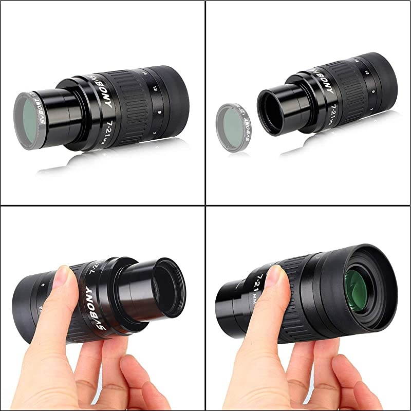 SV135 Telescope Eyepiece Zoom 7 to 21mm 1.25 Inch Fully multi Coated 6 Element 4 Group for Astronomic Telescopes
