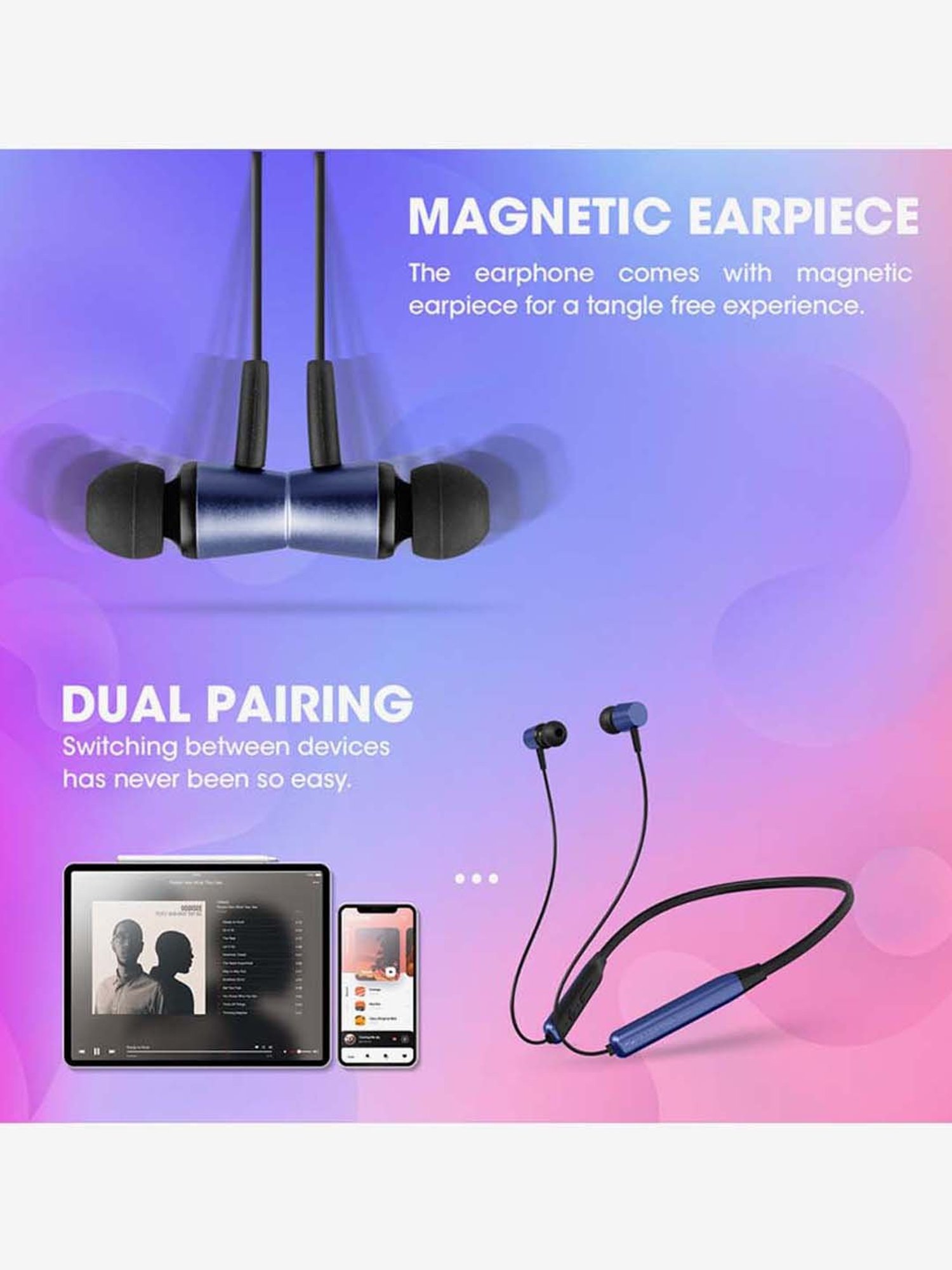 Zebronics Zeb-Evolve Wireless In-Ear Bluetooth Neckband with Mic (Blue)