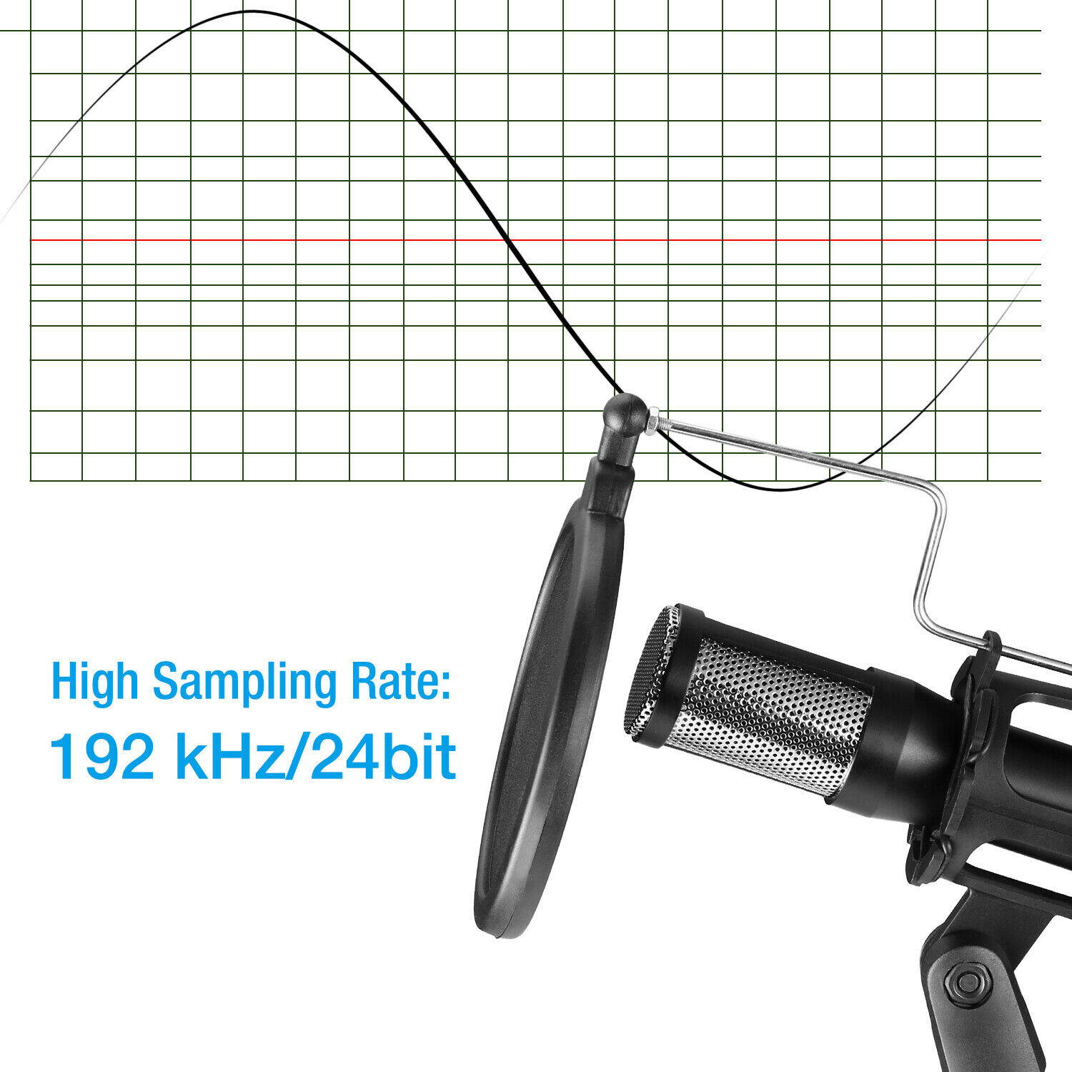 USB Condenser Microphone w/ Tripod Stand Audio Studio Recording For PC Game Chat