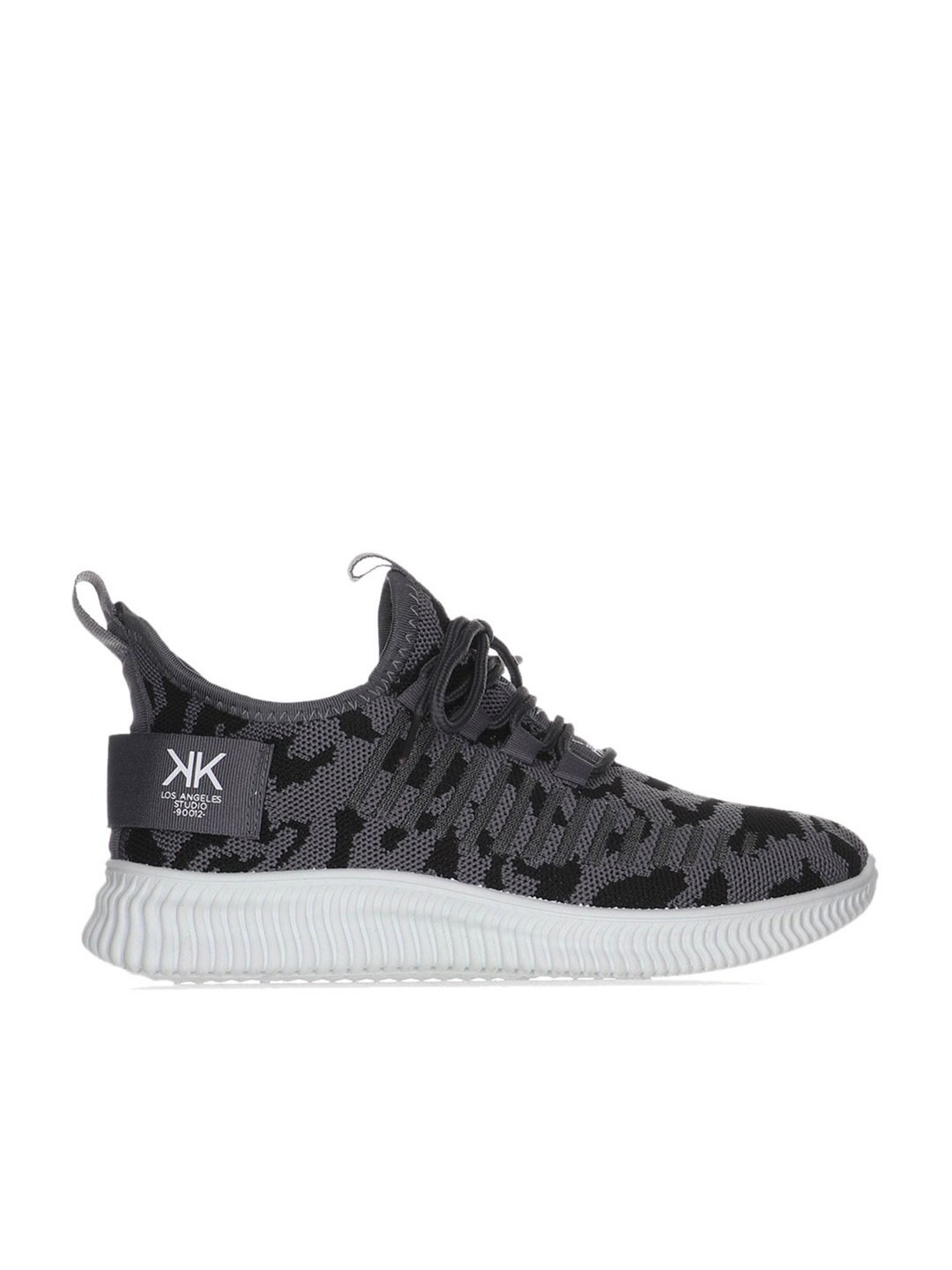 Kendall + Kylie Women's Anthracite Leopard EZORA 2.0 Low Top Lace Up Multi Sneakers
