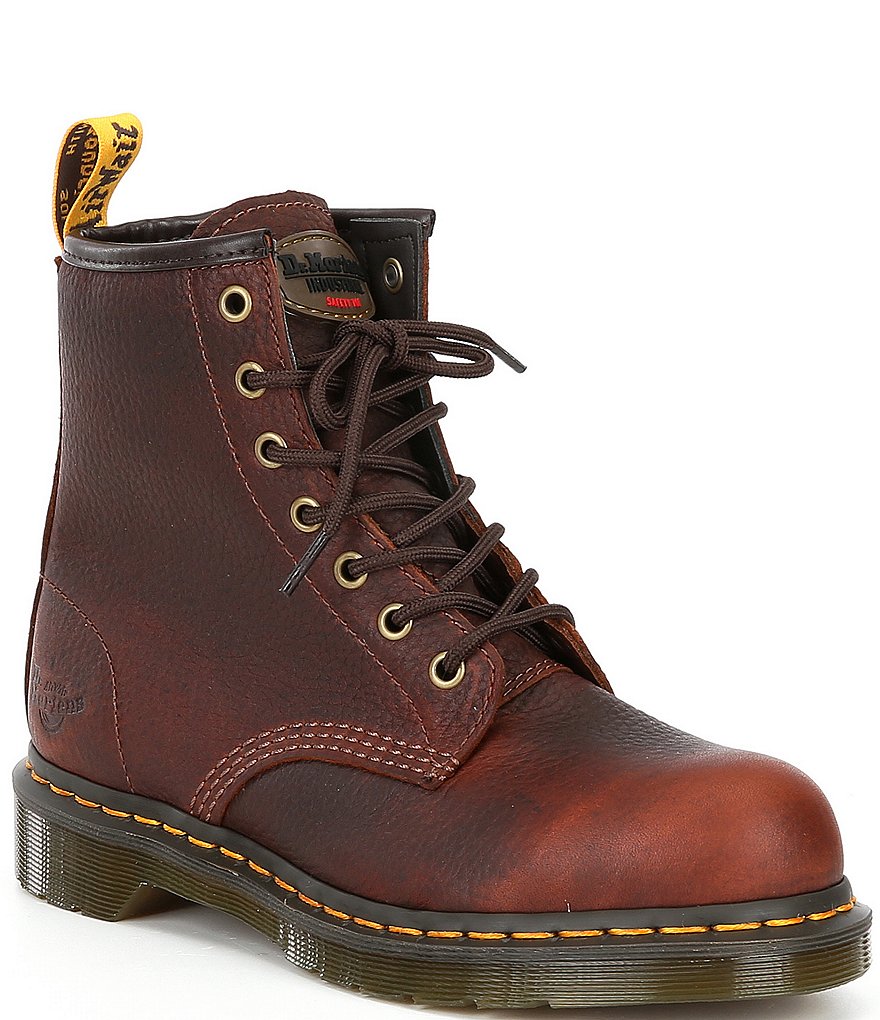 Dr. Martens Women's Maple Zip Newark Steel Toe Combat Work Boots
