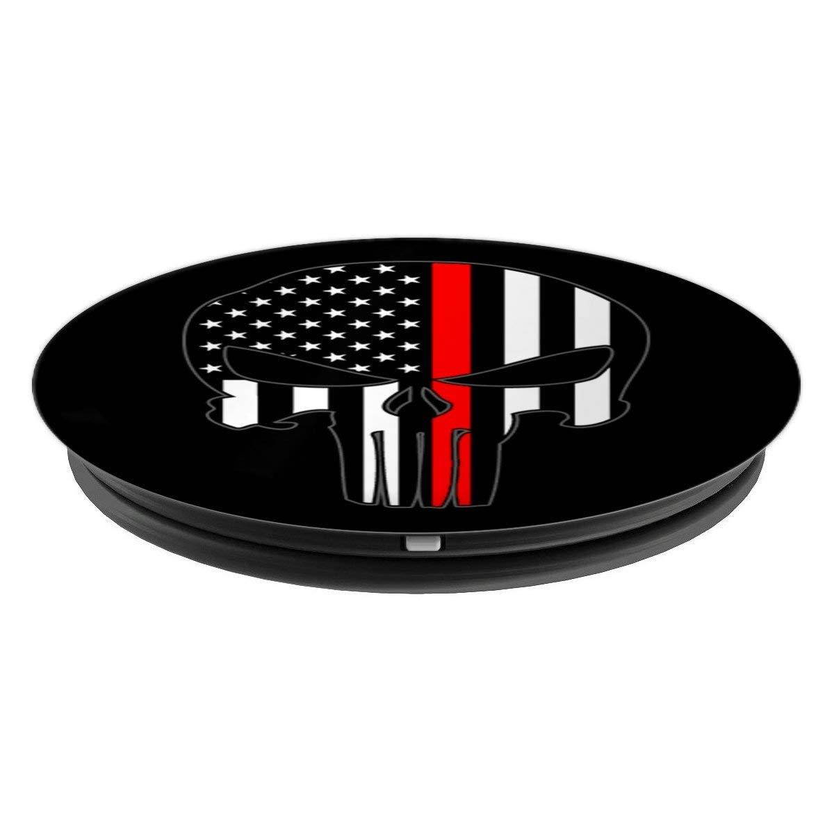 Thin Red Line Pop Socket Firefighter American Flag Skull - PopSockets Grip and Stand for Phones and Tablets