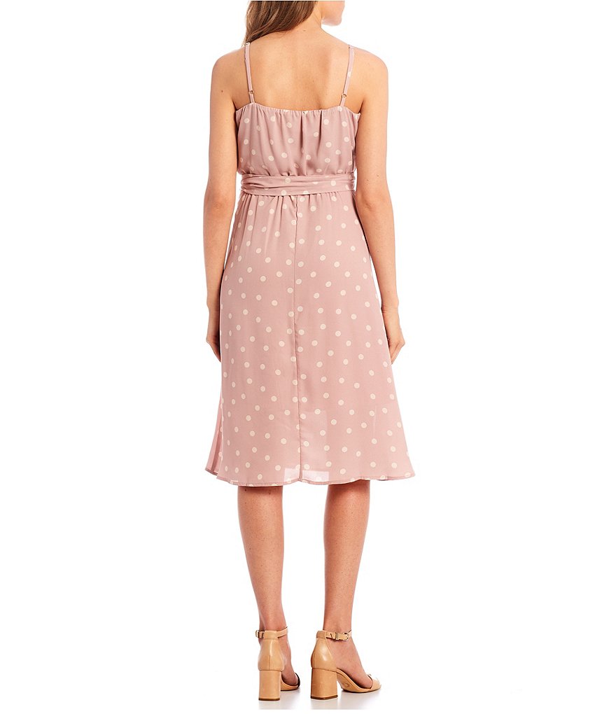 June & Hudson Printed Tie Waist Midi Dress