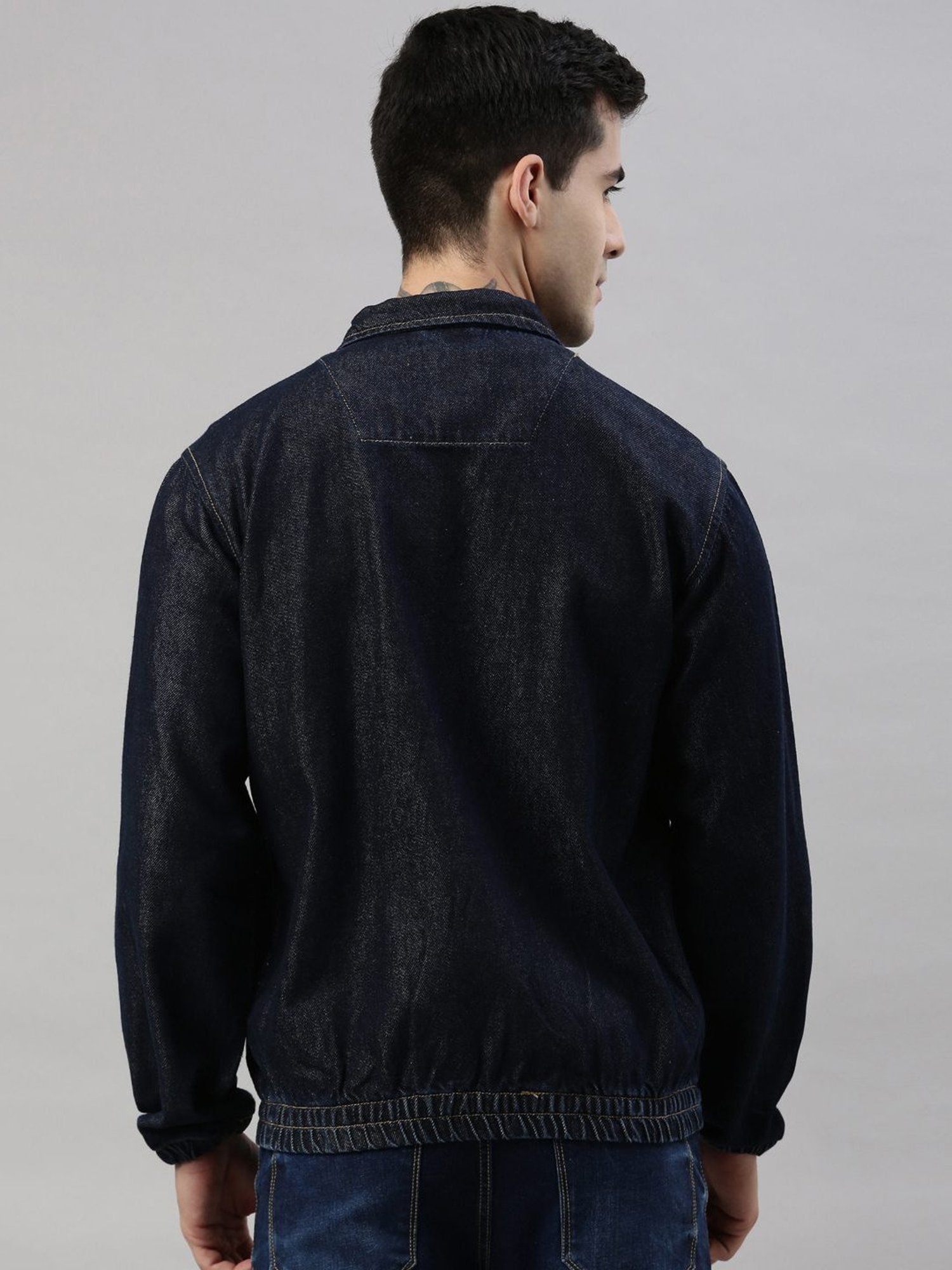 CINOCCI Blue Cotton Slim Fit Denim Jacket