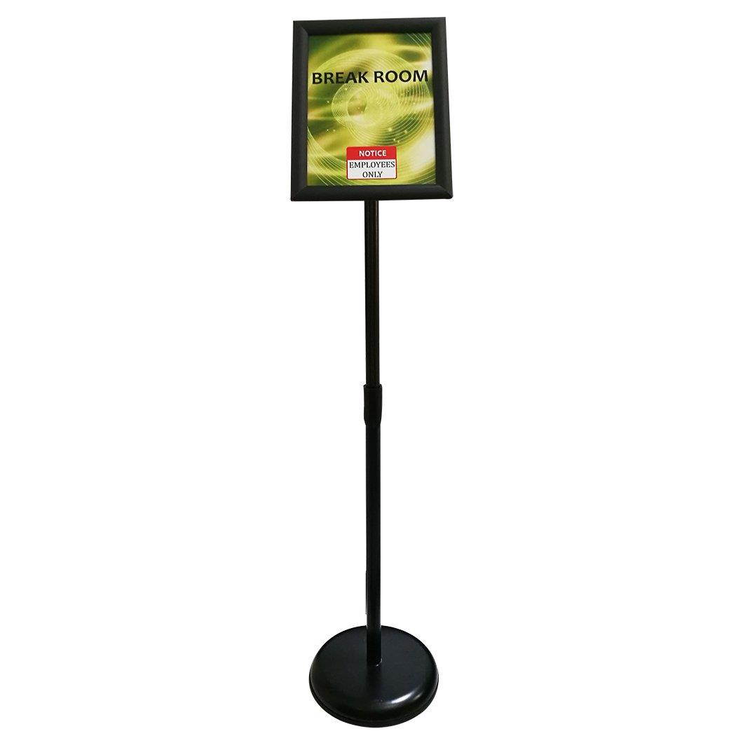 HAITIAN Sign Holder Poster Stand - Fits for 8.5 X 11 Inch Poster, Adjustable Stand Height, Poster Frame Revolvable To Either Horizontal or Vertical View Display, Metal Material Color Black