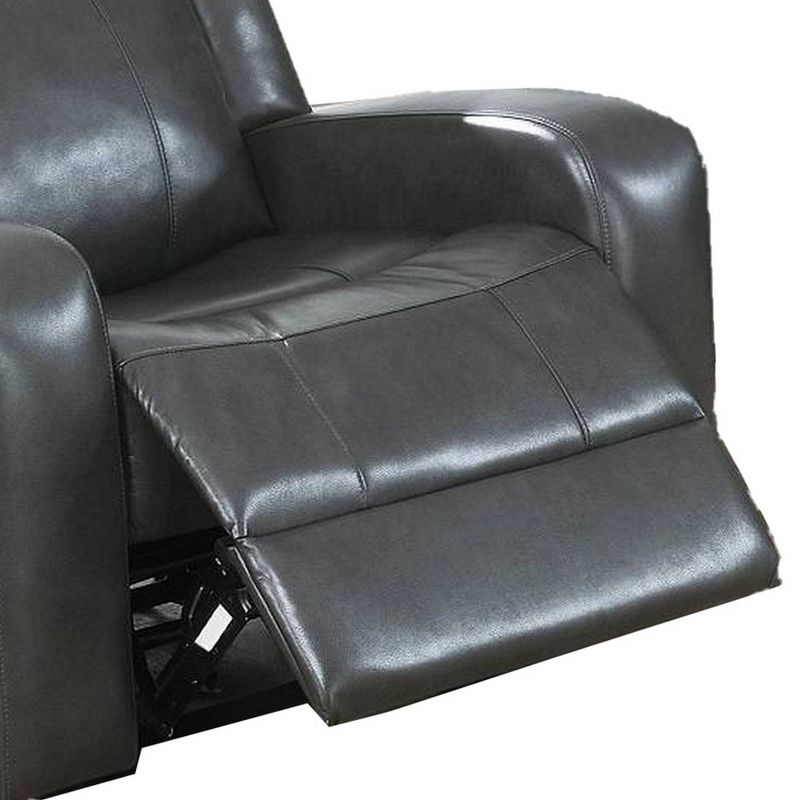 Upholstered Manual Recliner with USB Port and Pillow Backrest Black - Benzara