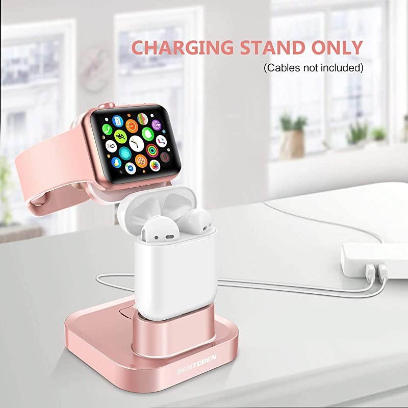 2 in 1 Charging Stand for Apple Watch Series 5Series 4Series 321 Charging Dock for AirPods 21Desk Stand for iWatch 38mm40mm42mm44mm Night Stand ModeRose Gold