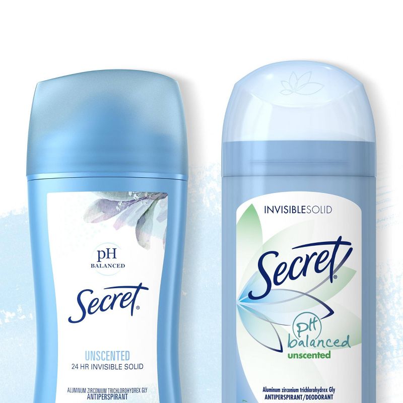 Secret pH Balanced Unscented Invisible Solid Antiperspirant & Deodorant - 2.6oz