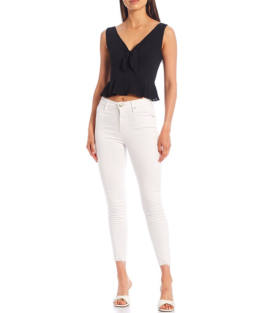 BB Dakota by Steve Madden Up to Here Puff Elbow Sleeve Mock Neck Smocked Top