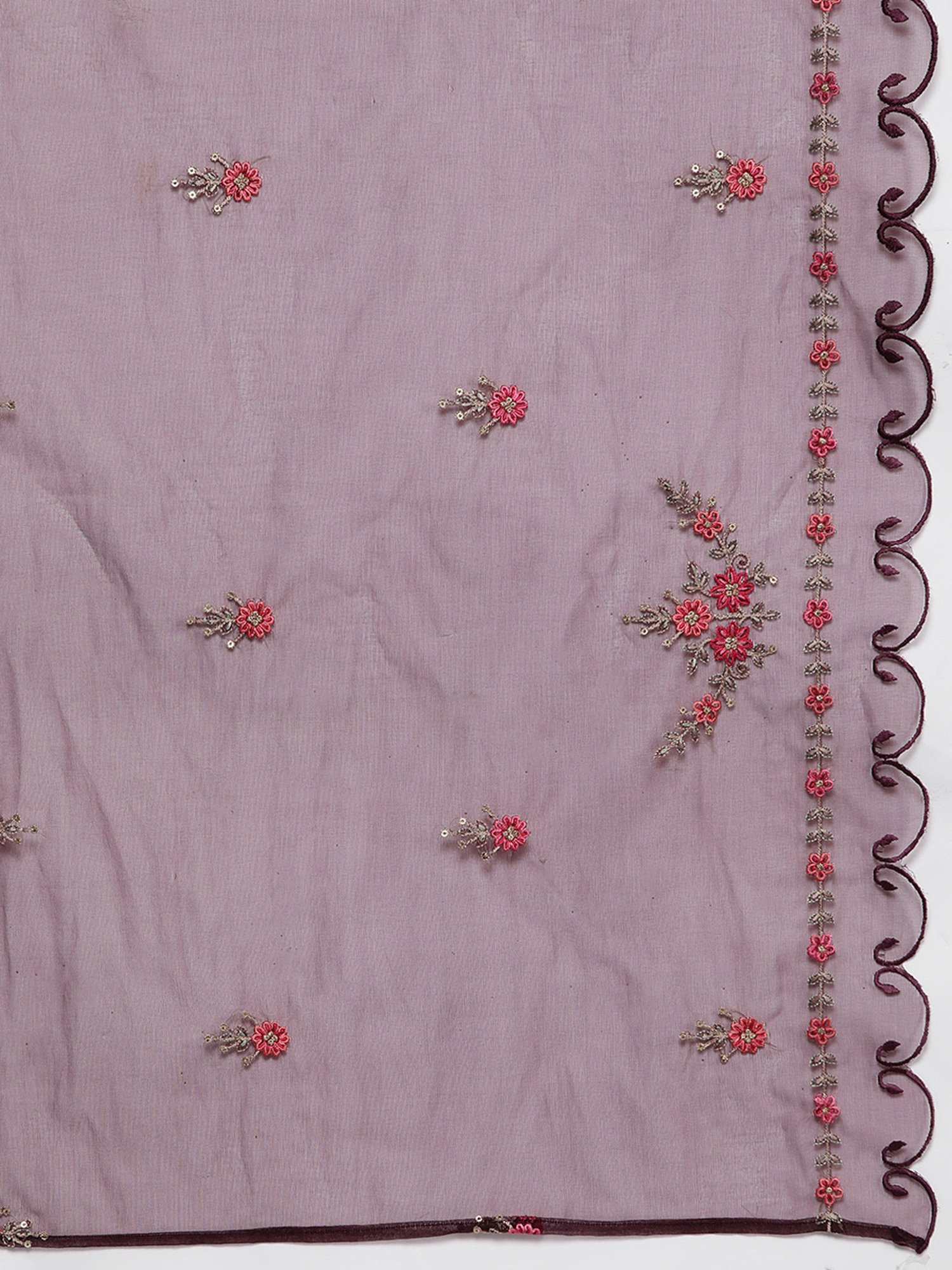 Indo Era Purple Embroidered Kurta Pant Set With Dupatta