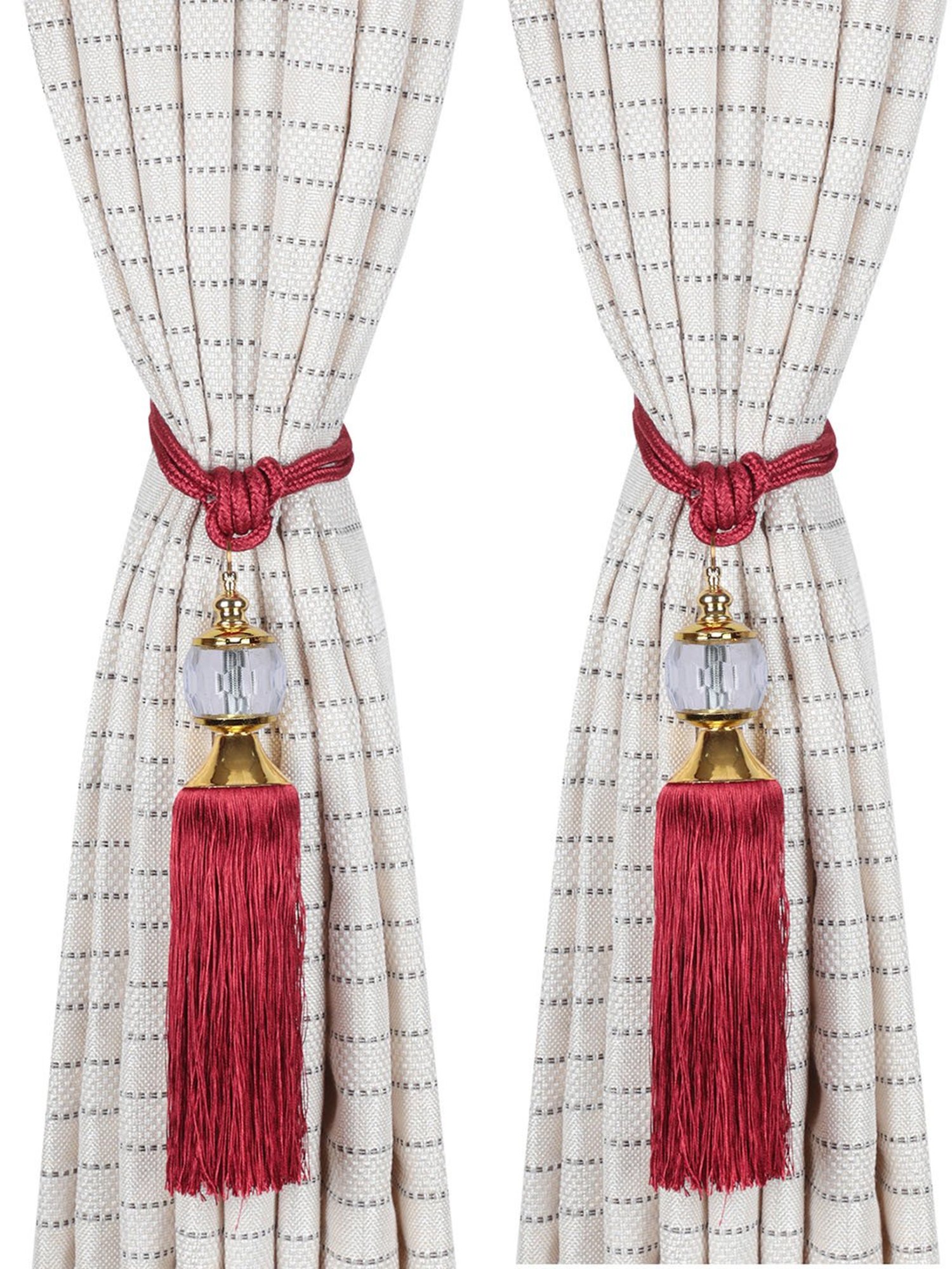 Romee Red Polyester Printed Curtain Tie and Hold Backs