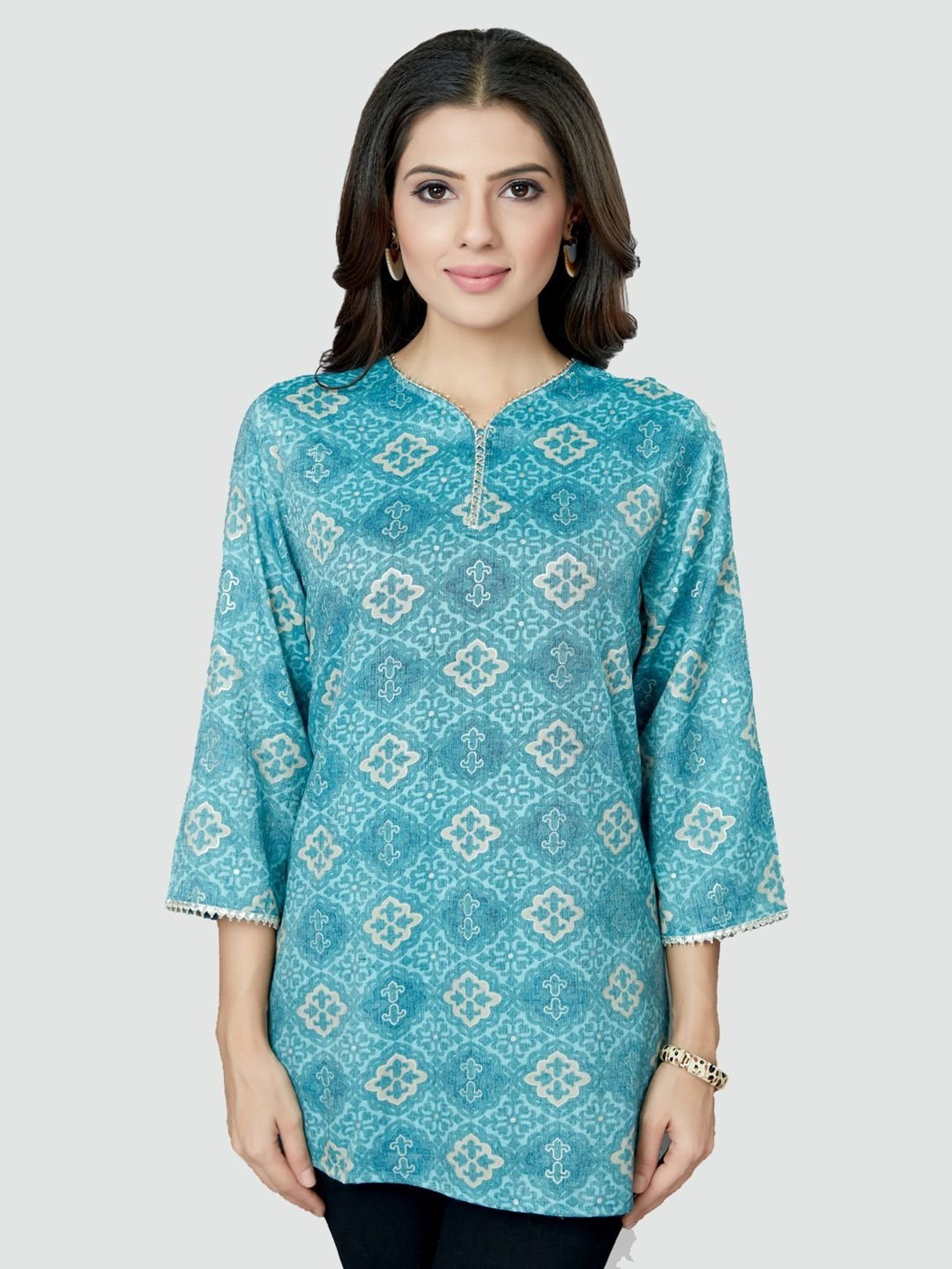 Saree Swarg Blue Printed Tunic