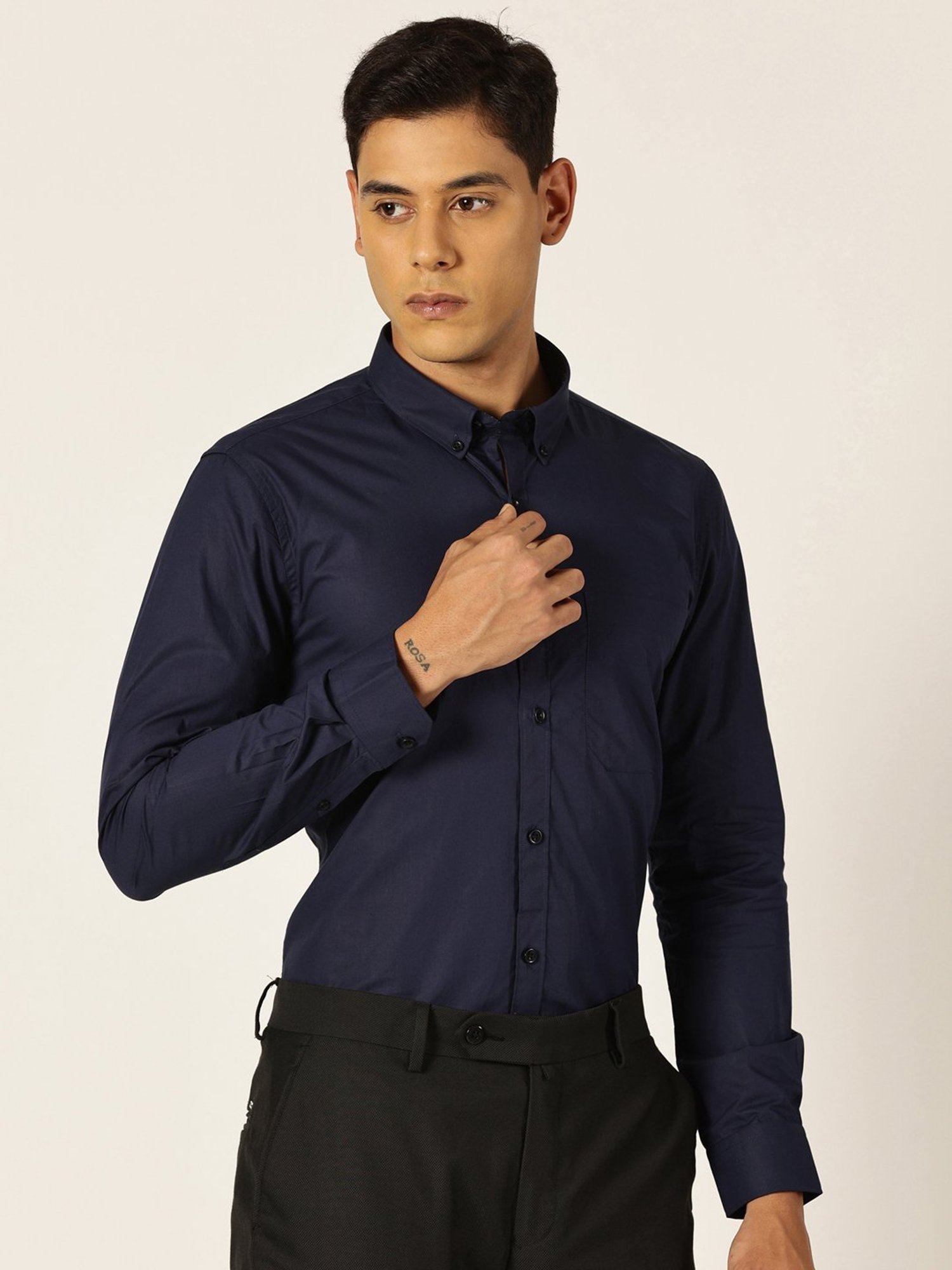 Thomas Scott Navy Smart Fit Cotton Shirt