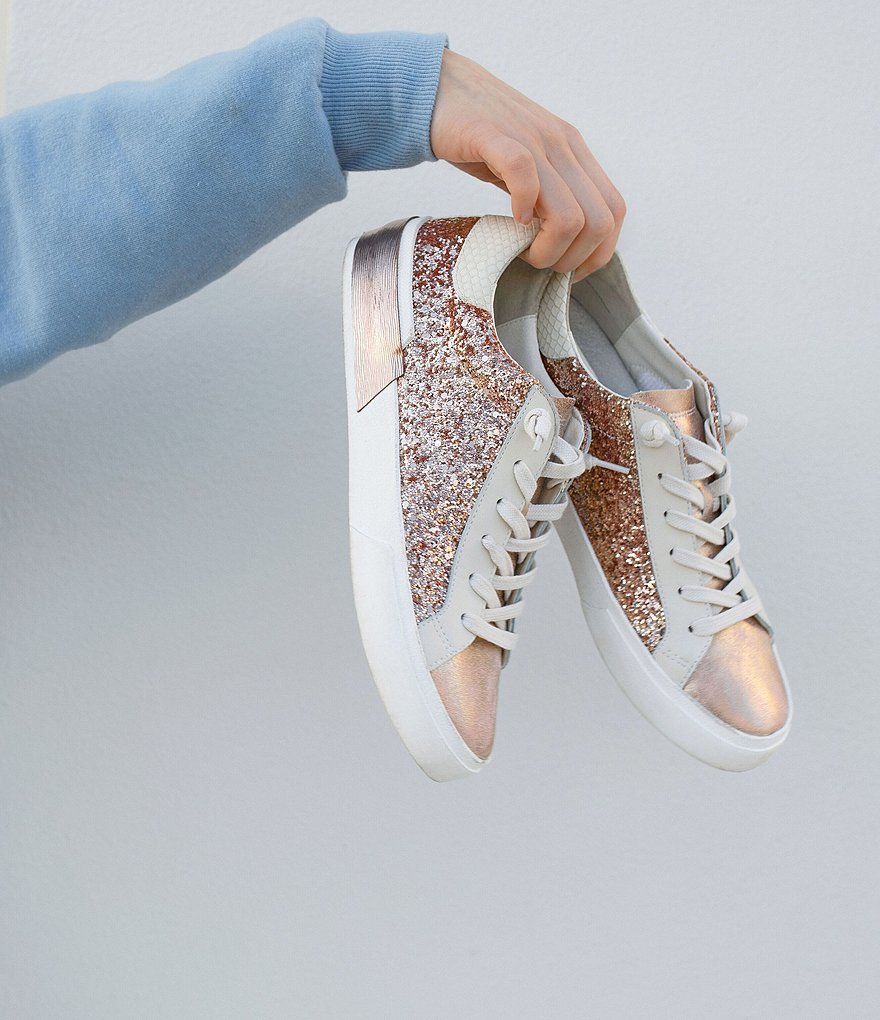 Dolce Vita Zina Glitter Patchwork Detail Lace-Up Sneakers