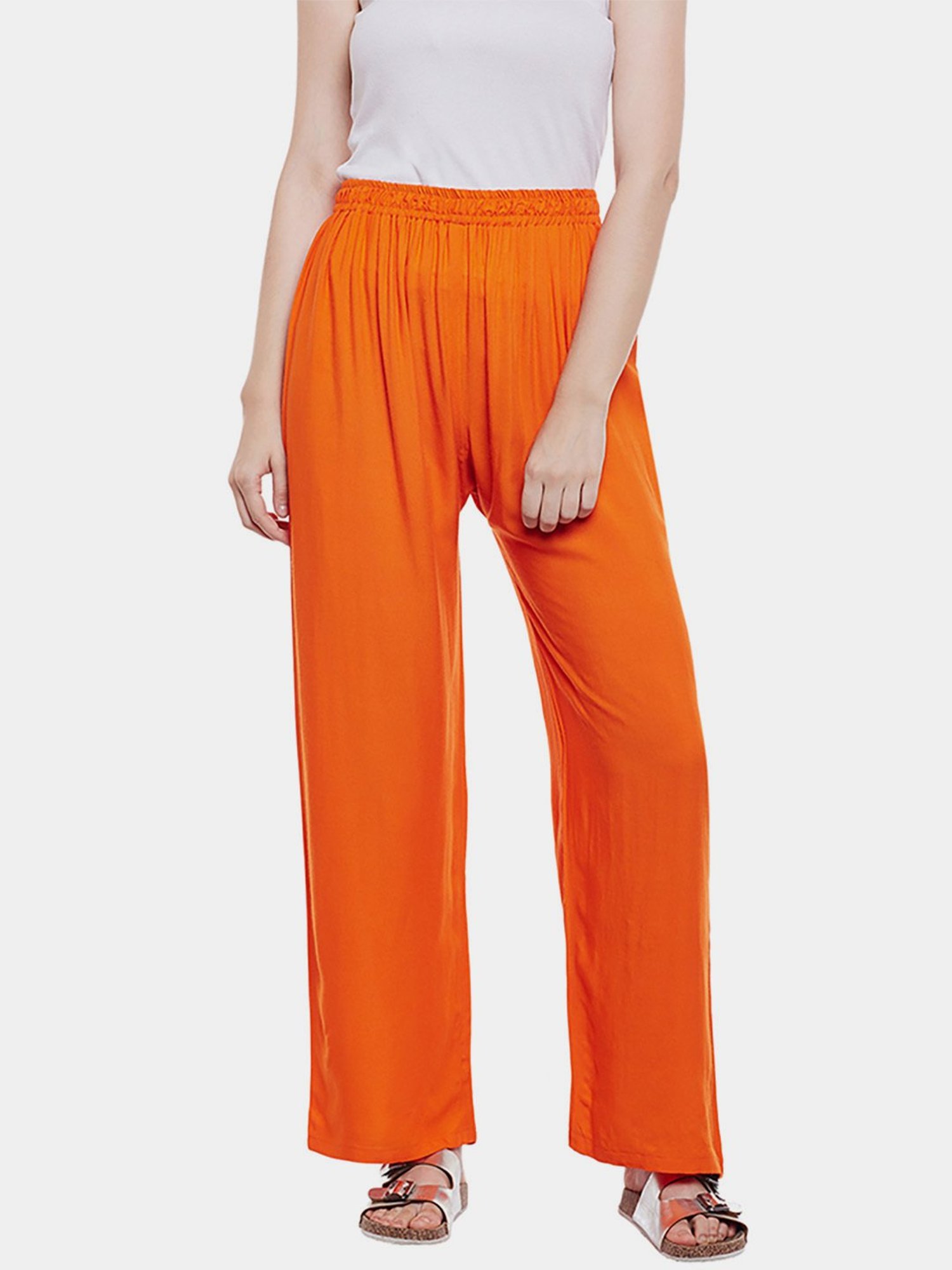 Castle Orange Straight Fit Palazzos