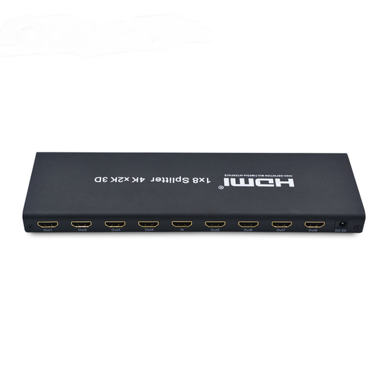 2160P HDMI 1x8 Splitter 4Kx2K Amplifier 1 In 8 Out HDMI Switch Converter with Power Adapter Support 4K 3D 1080P HDTV  AYS-18V14