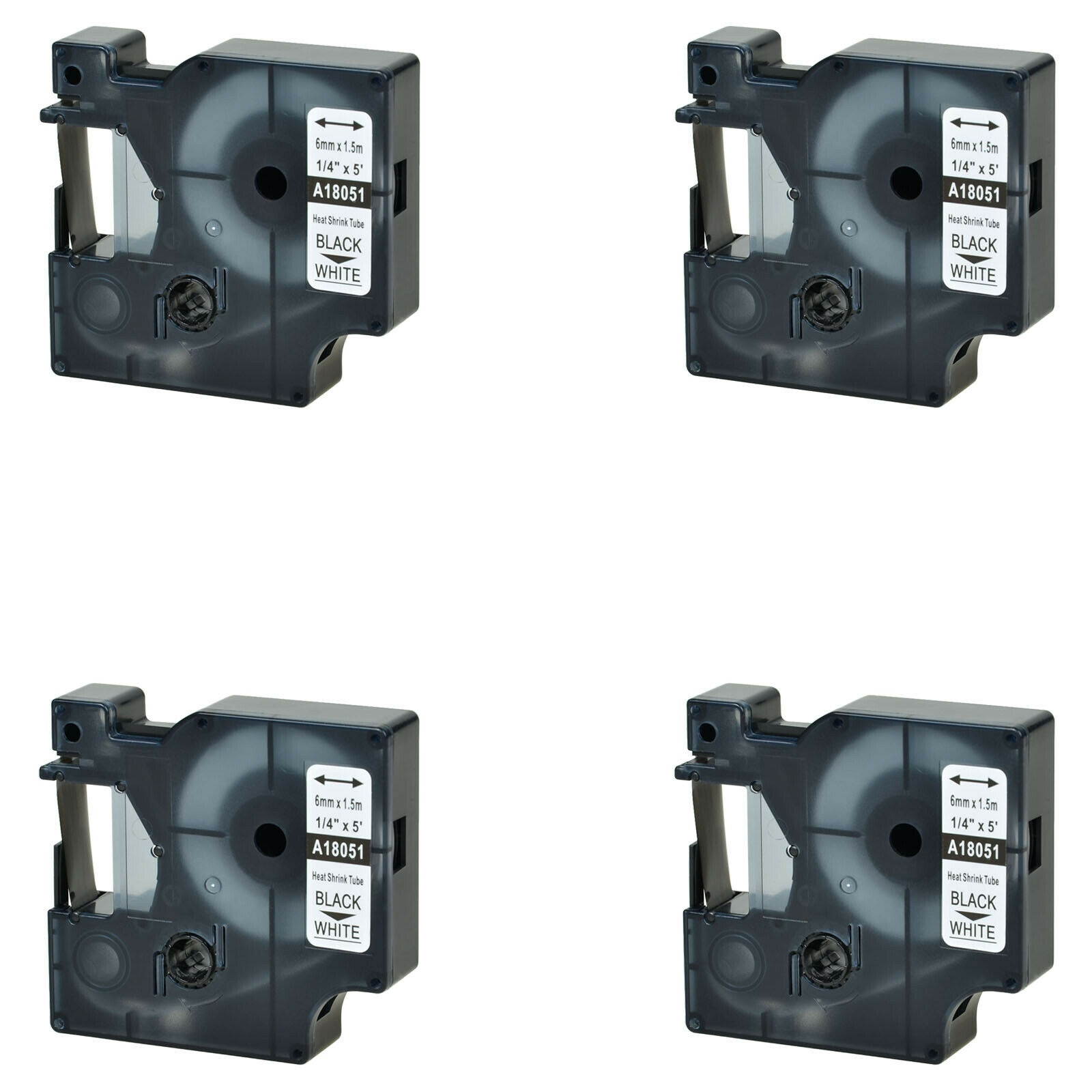 4PK For DYMO Rhino 4200/5200 Heat-Shrink Tube 18051 Industry Label Tape 1/4"x5'