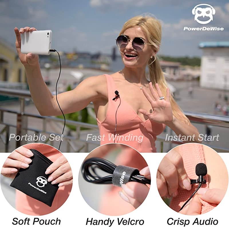 Grade Lavalier Lapel Microphone Omnidirectional Mic with Easy Clip On System Perfect for Recording Youtube Interview Video Conference Podcast Voice Dictation iPhoneASMR