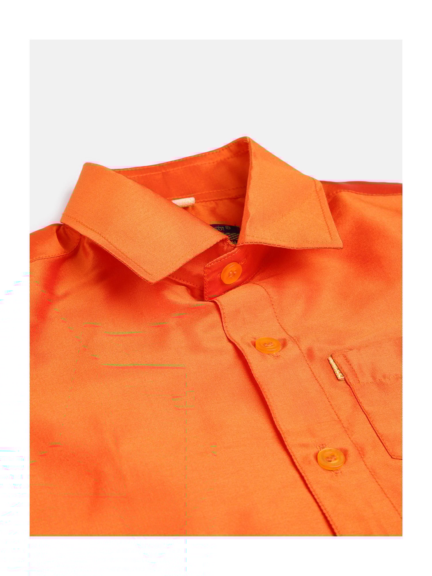 THANGAMAGAN Kids Orange Solid Lining Shirt