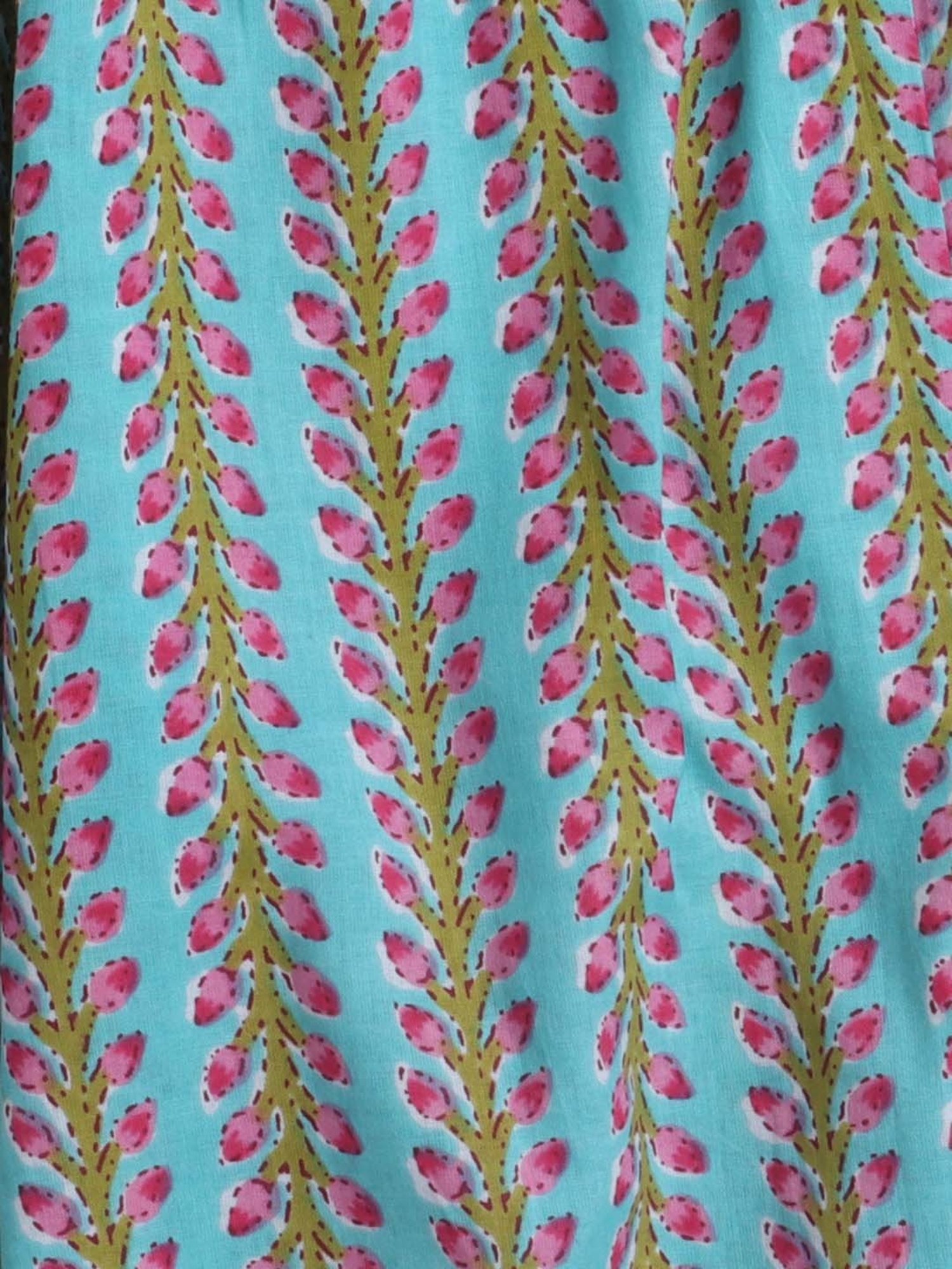 The Magic Wand Kids Blue & Pink Cotton Floral Print Kurta Set