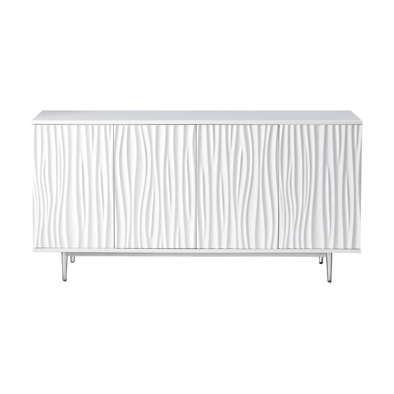 Chaska Classic Contemporary 4 Door Media Credenza White - Treasure Trove Accents