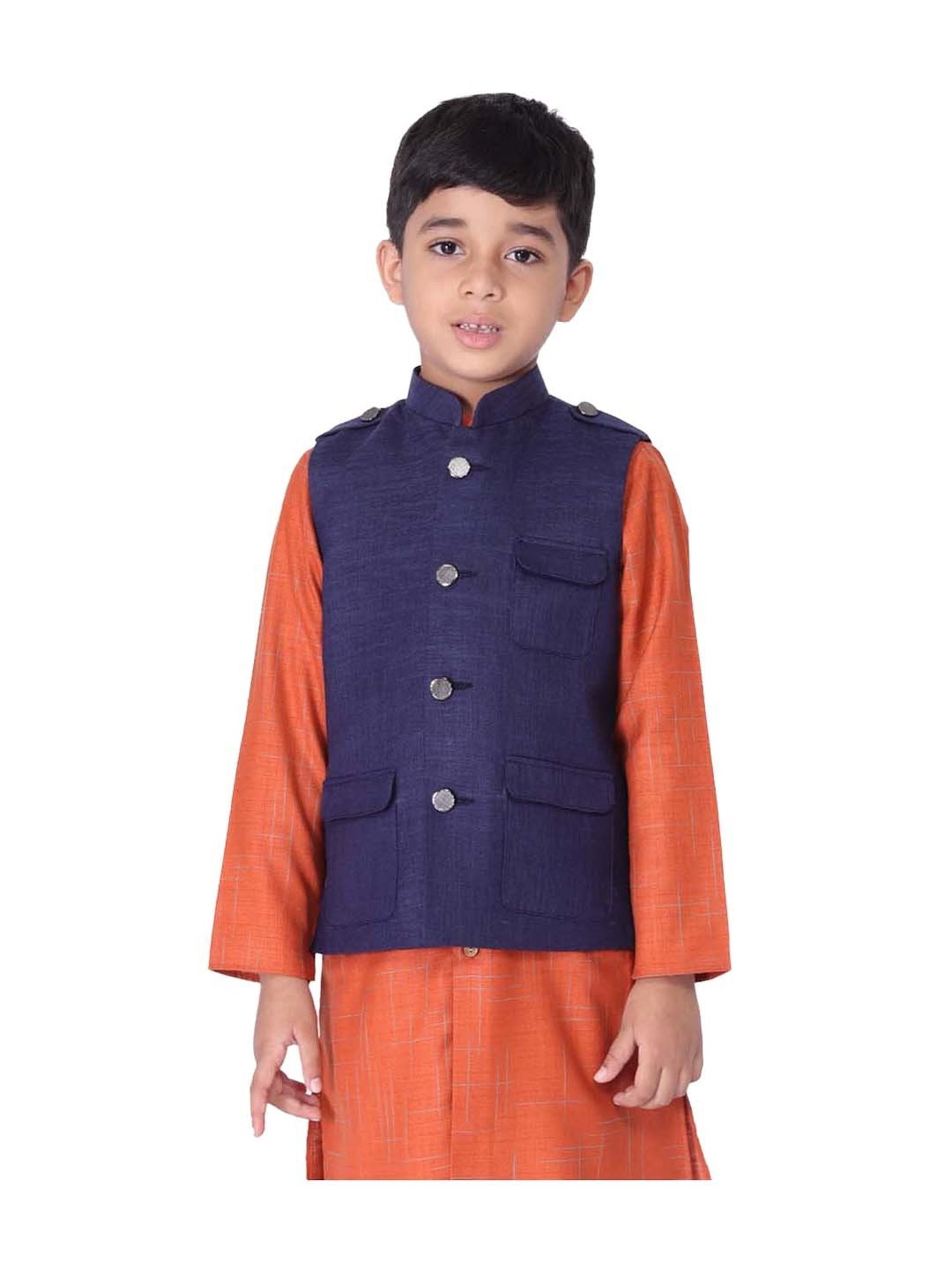 TABARD Kids Blue Regular Fit Nehru Jacket