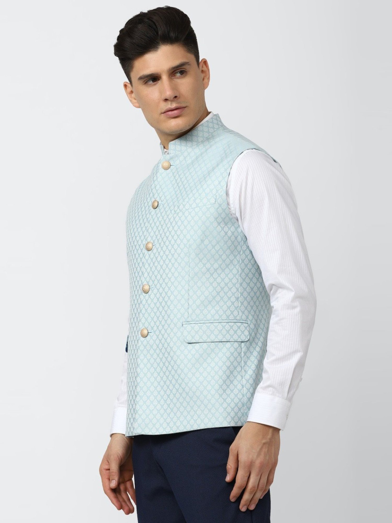 Fabindia Multicolor Regular Fit Printed Cotton Nehru Jacket