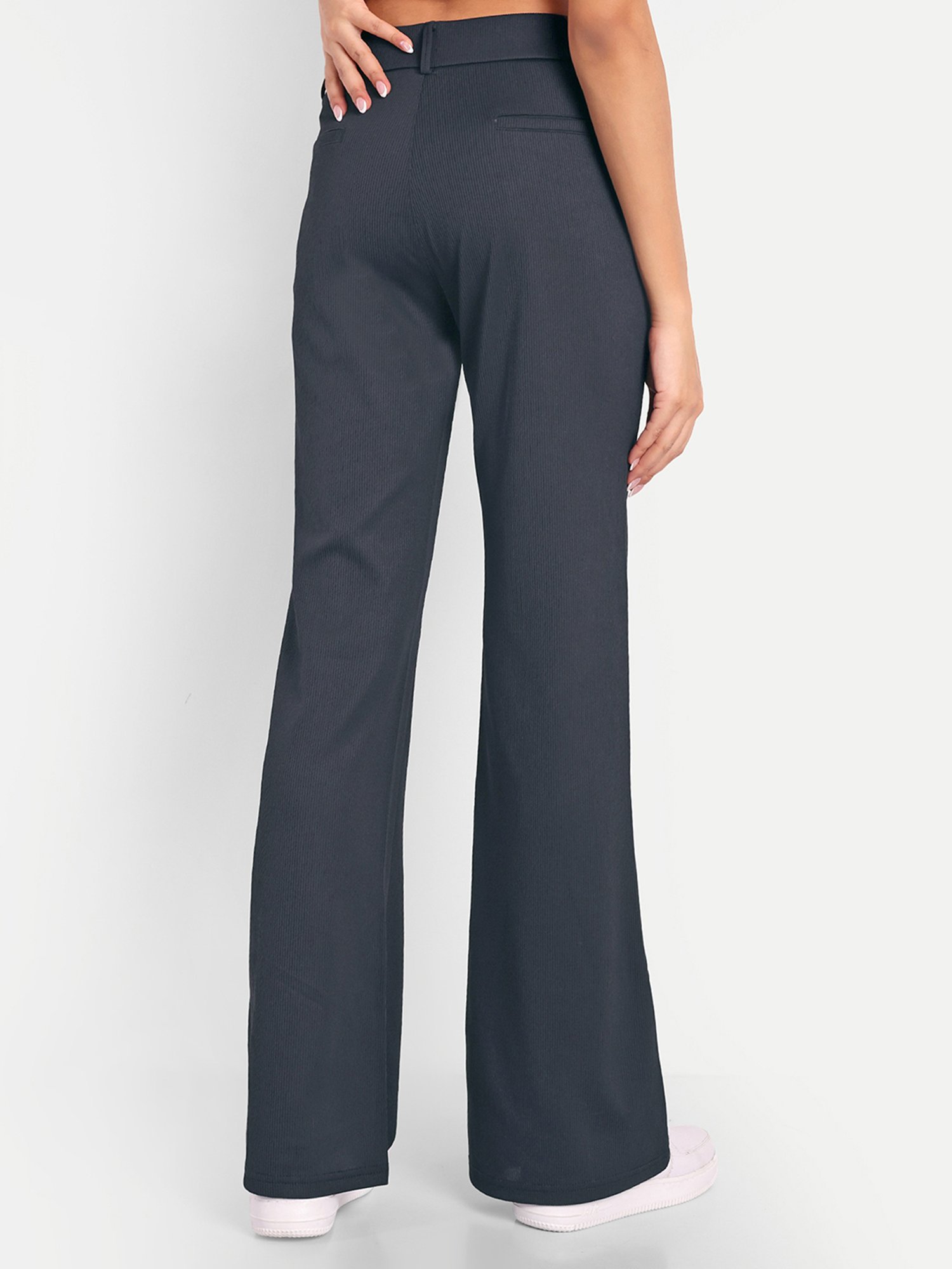 Broadstar Black Flared Fit High Rise Corduroy Trousers