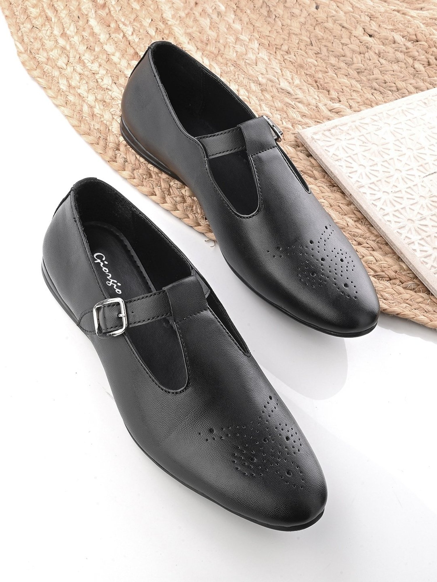 Giorgio Men's Black Monk Shoes