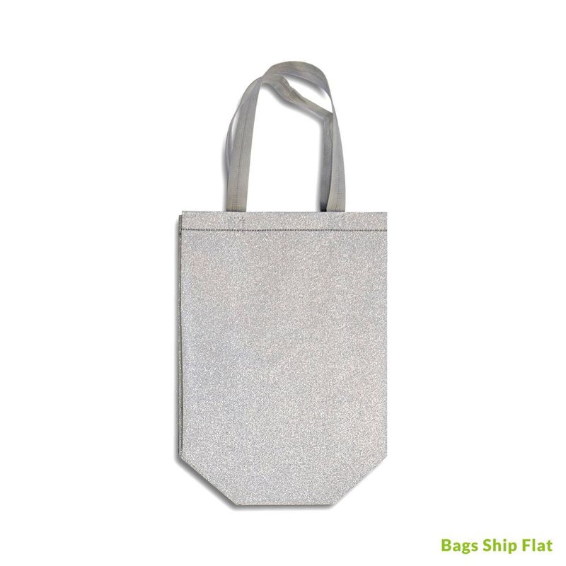 12pc Glitter Gift Bags Silver