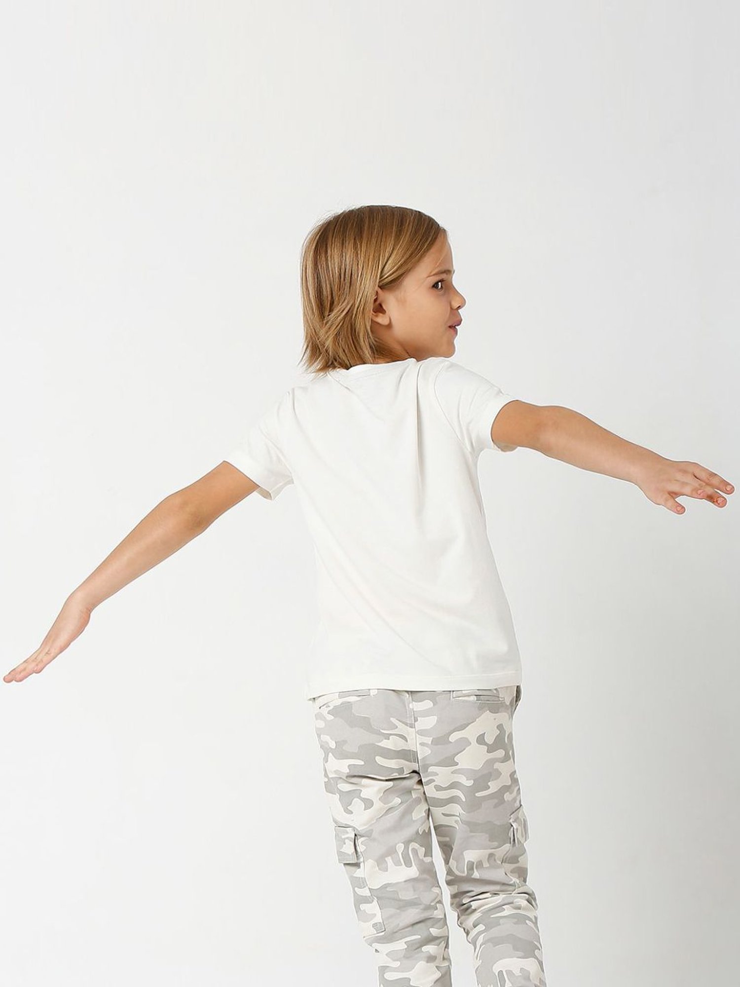 Gas Kids White Printed T-Shirt