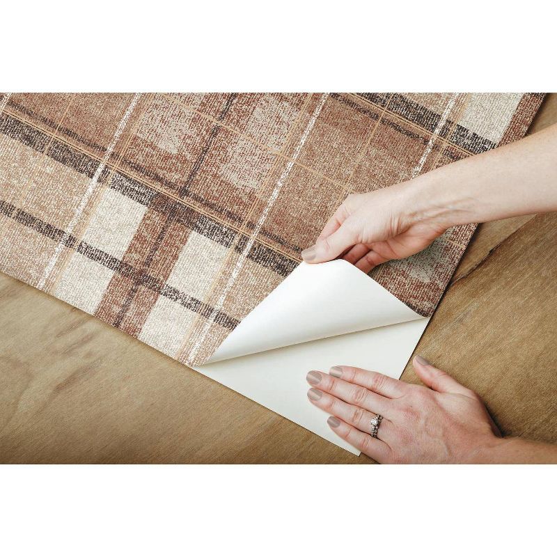 RoomMates Tweed Plaid Peel and Stick Wallpaper Brown