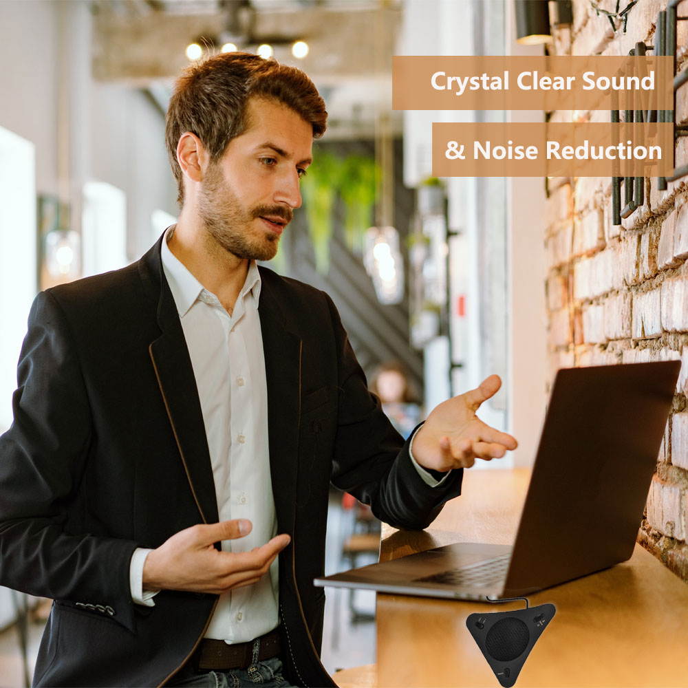 USB Conference Computer Microphone VOIP Omnidirectional Desktop Wired Microphone Built-in Speaker Support Control Mute Function Plug  Play for PC Laptop for Video Call | Zoom Meeting 360&deg; Audio Pickup