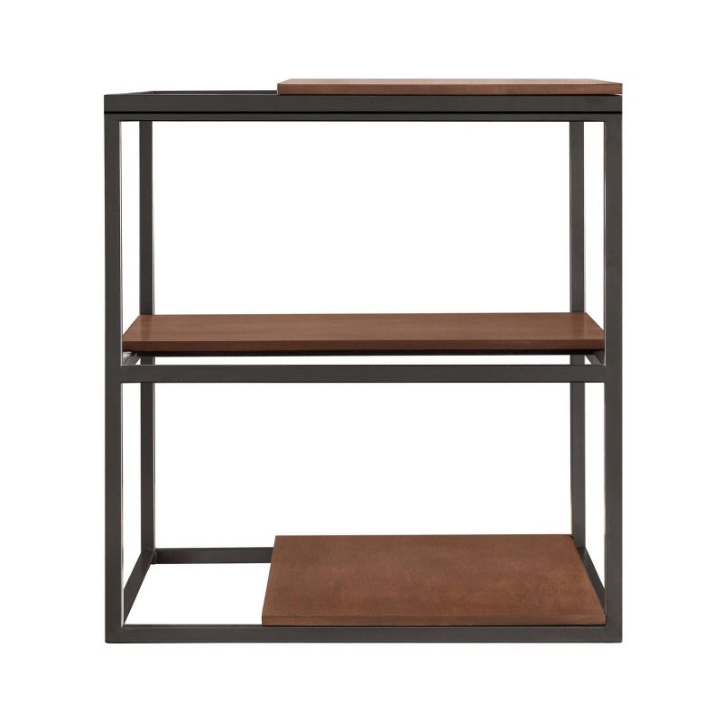 Decklan Sliding Shelf End Table Dark Tobacco/Black - Holly & Martin