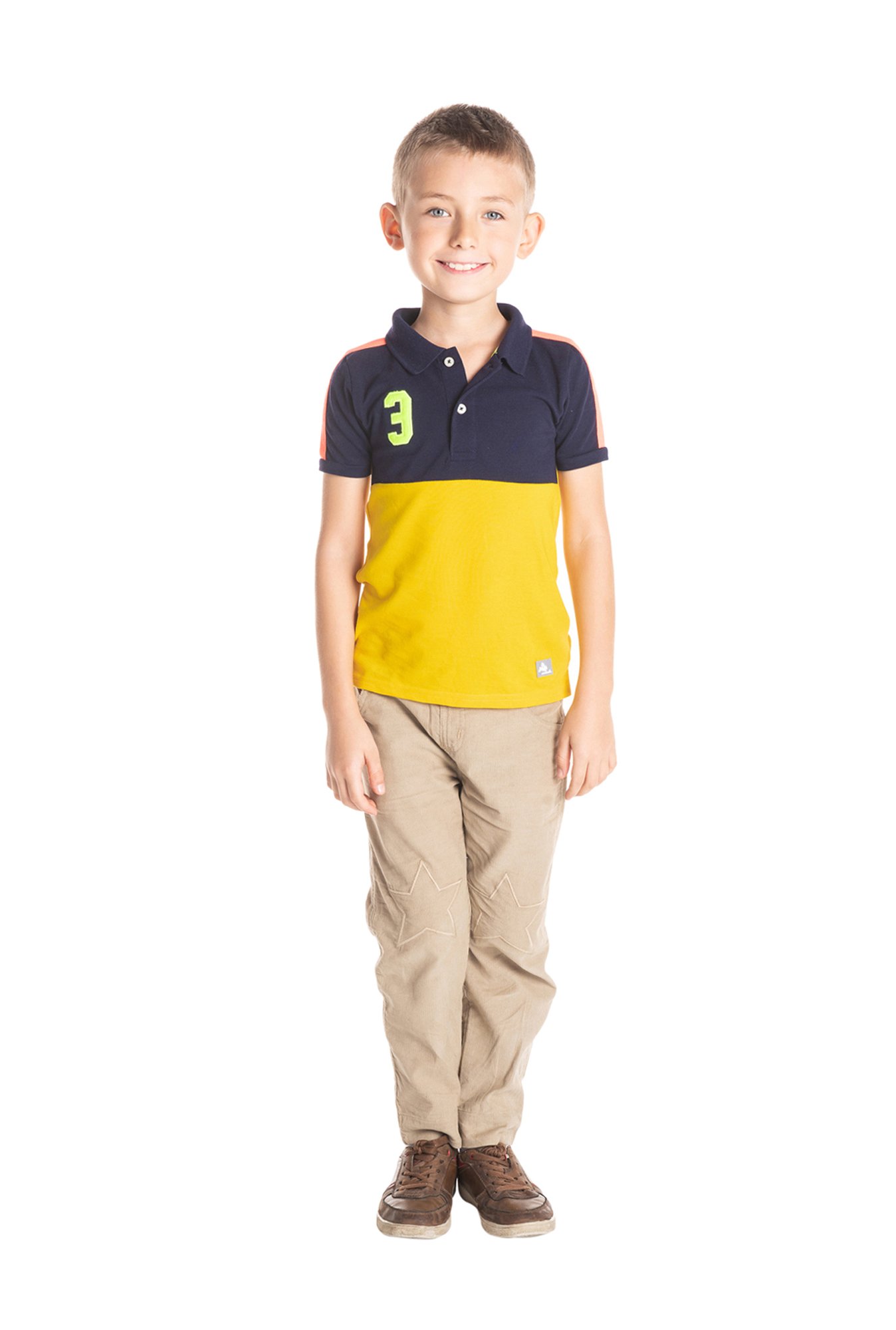 Cherry Crumble By Nitt Hyman Kids Yellow Solid Polo T-Shirt