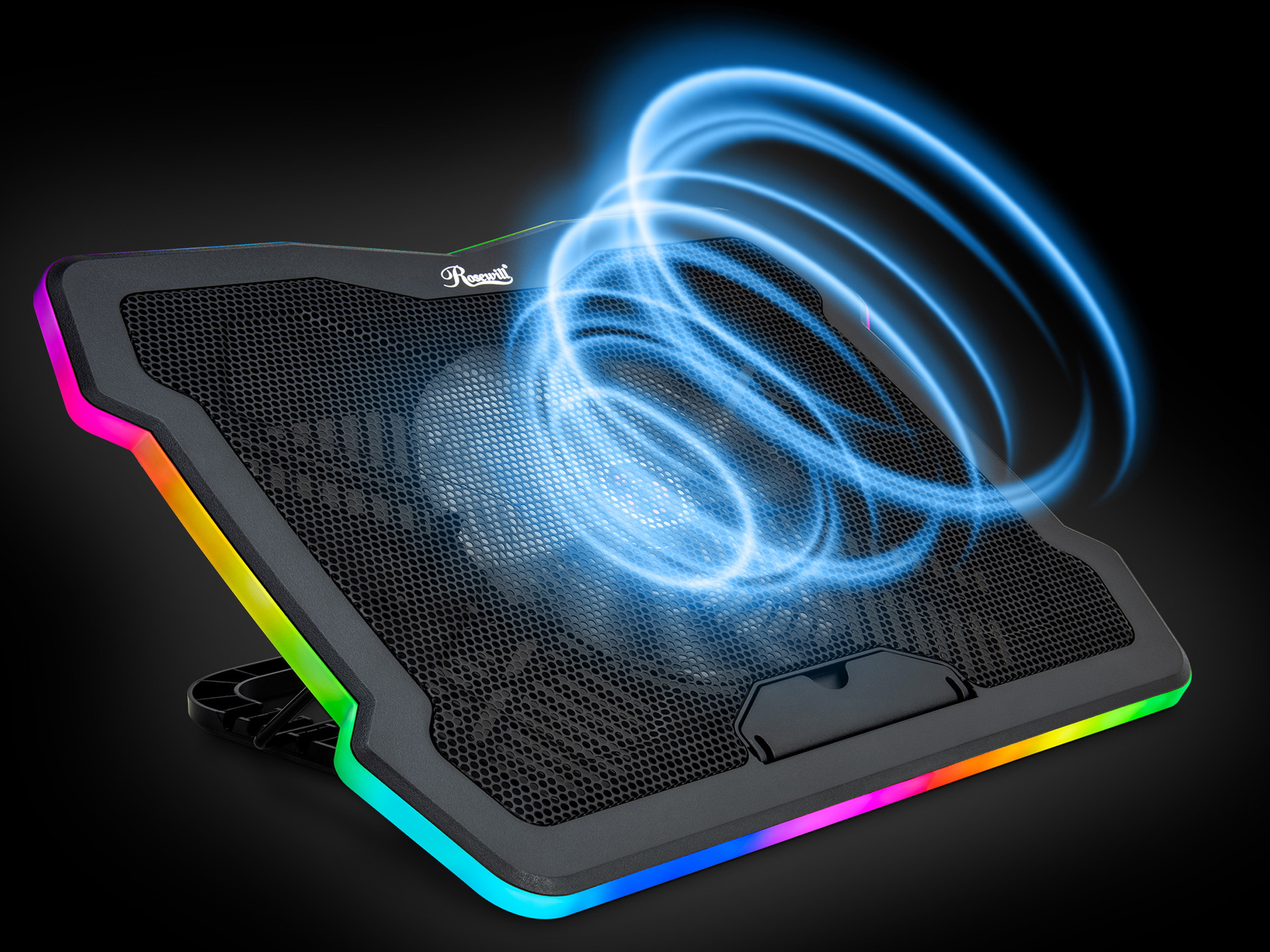 Laptop Cooling Pad, Laptop Cooler with 5 Quiet Red LED Fans for 12"-17" Inch Laptop, Dual USB 2.0 Ports, Portable Angle Adjustable Laptop Stand for Gaming Laptop-Green