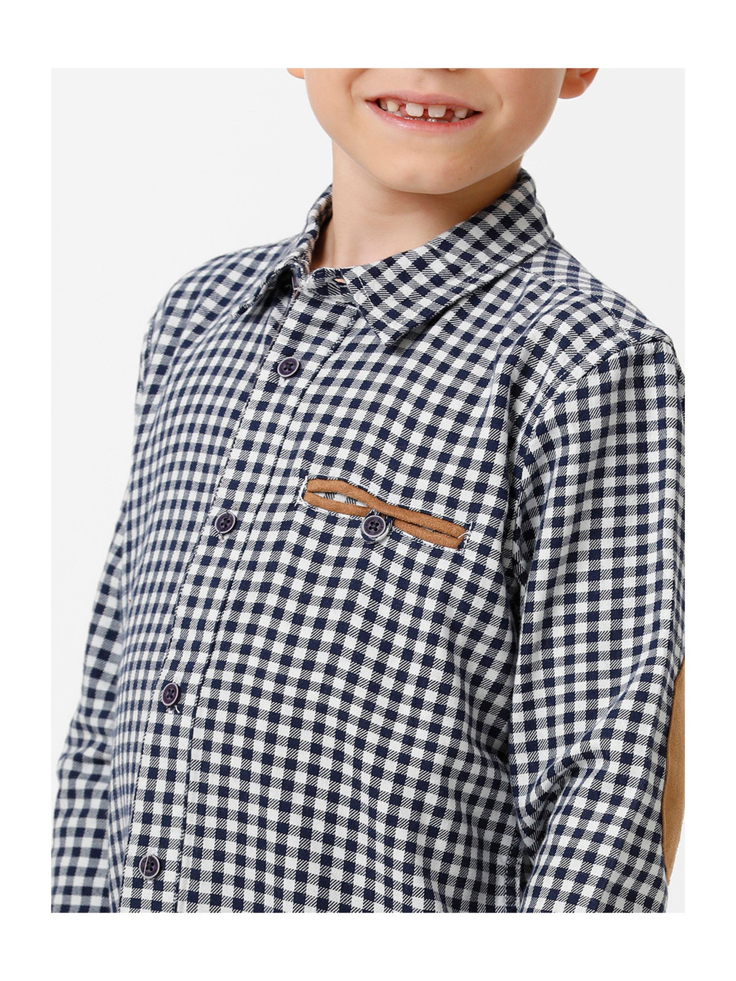 Kate & Oscar Kids Navy Checks Full Sleeves Shirt