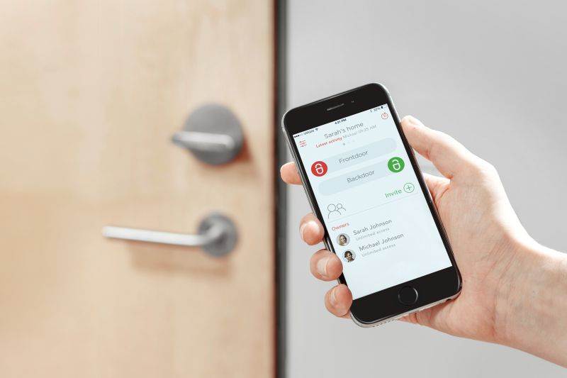 FRIDAY HOME Smart Lock - Brass Finish. World's smallest smart lock: diameter 2 3/4". IOS and Android compatible. Built in WiFi on Demand. Rechargeable battery and charger included.