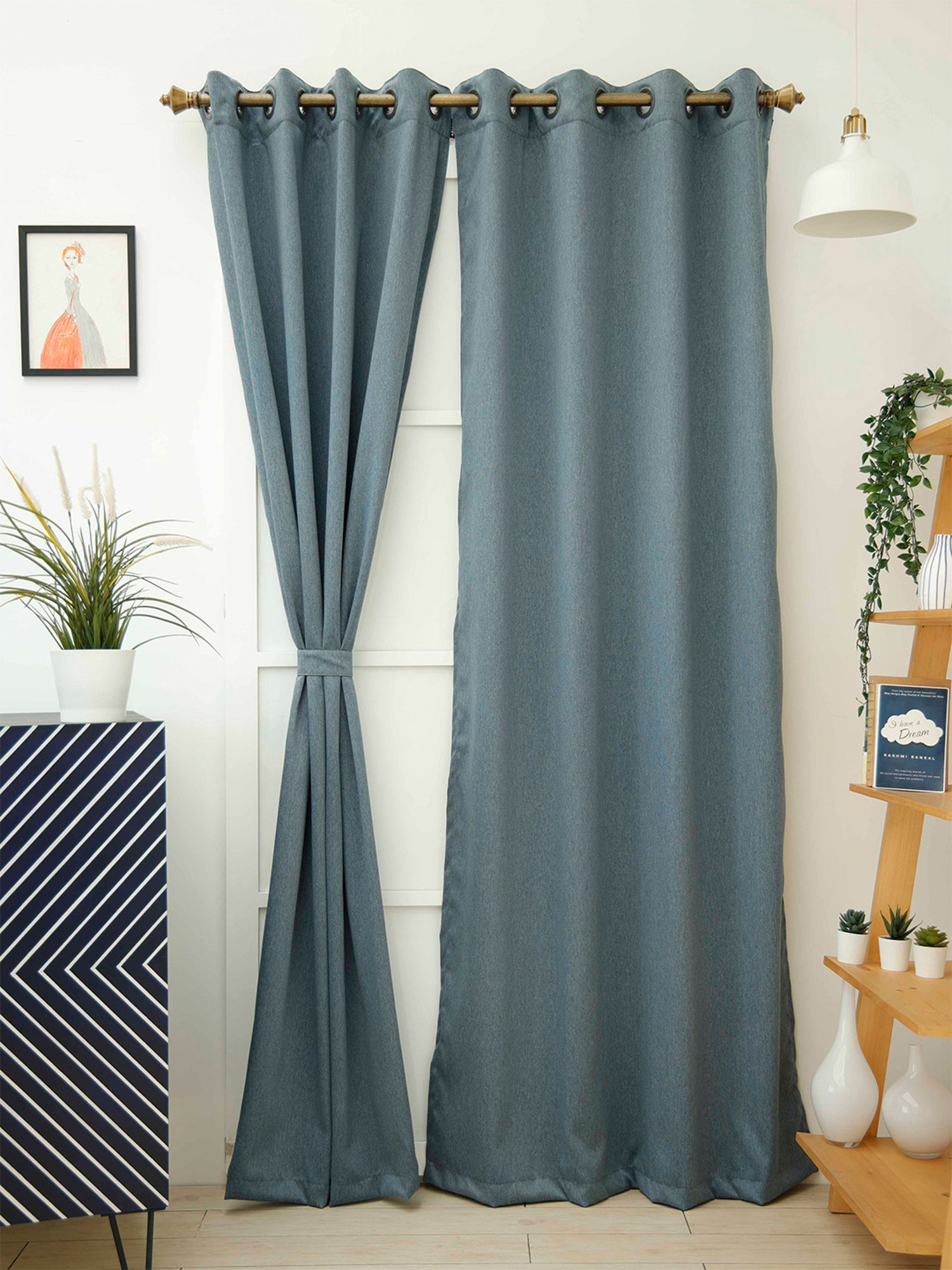 Ariana Grey Polyester 5 ft Window Curtain