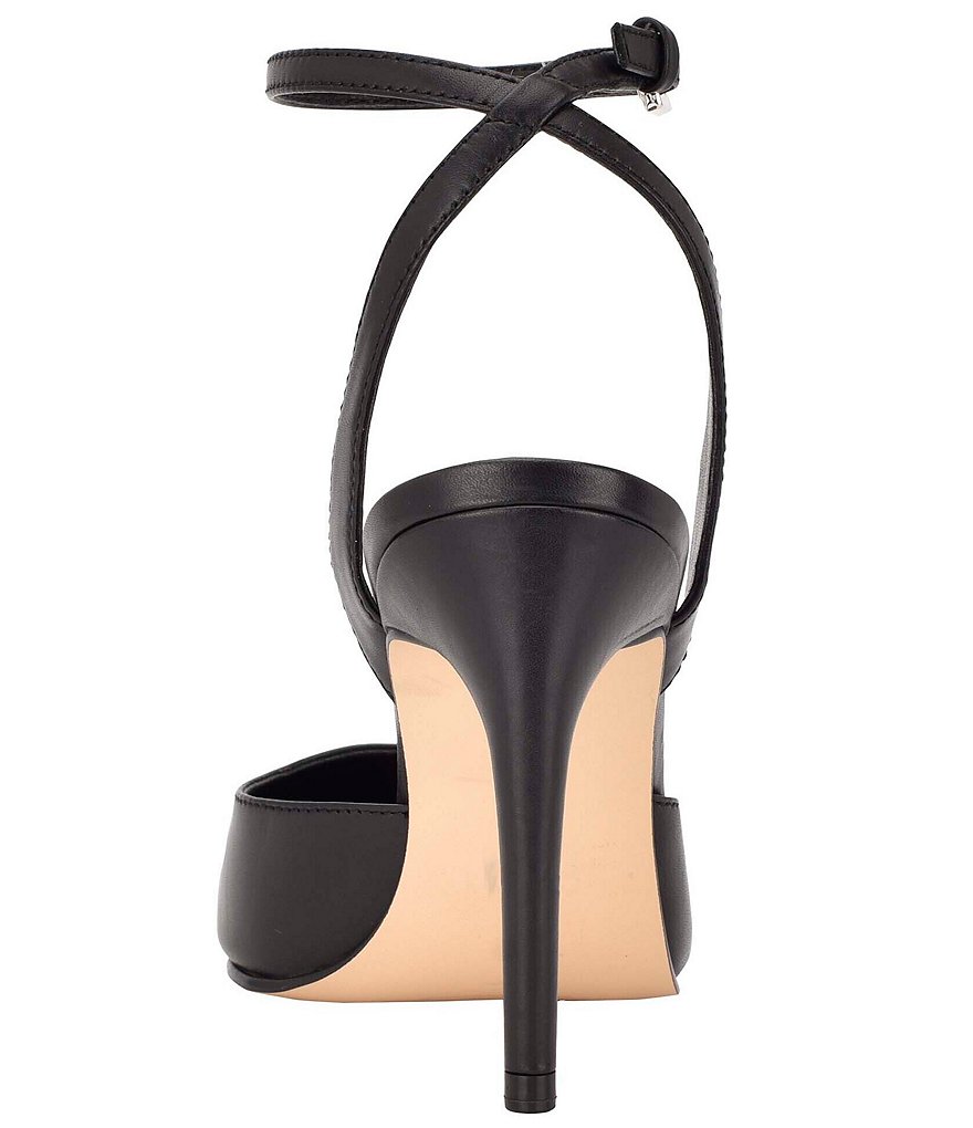 Calvin Klein Dona Leather Ankle Strap Pointed Toe Pumps
